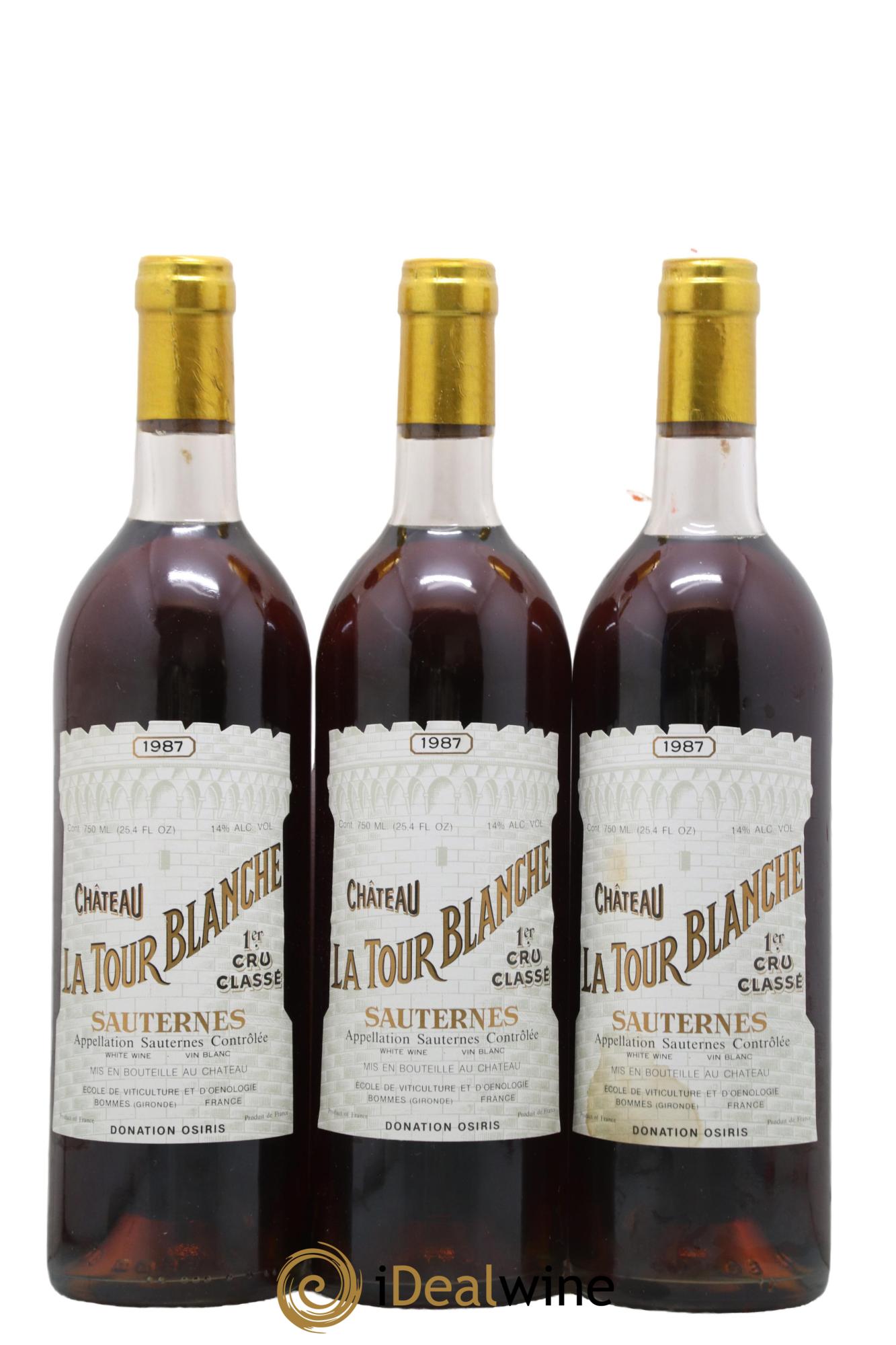 Château la Tour Blanche 1er Grand Cru Classé 1987 - Lotto di 3 bottiglie - 0
