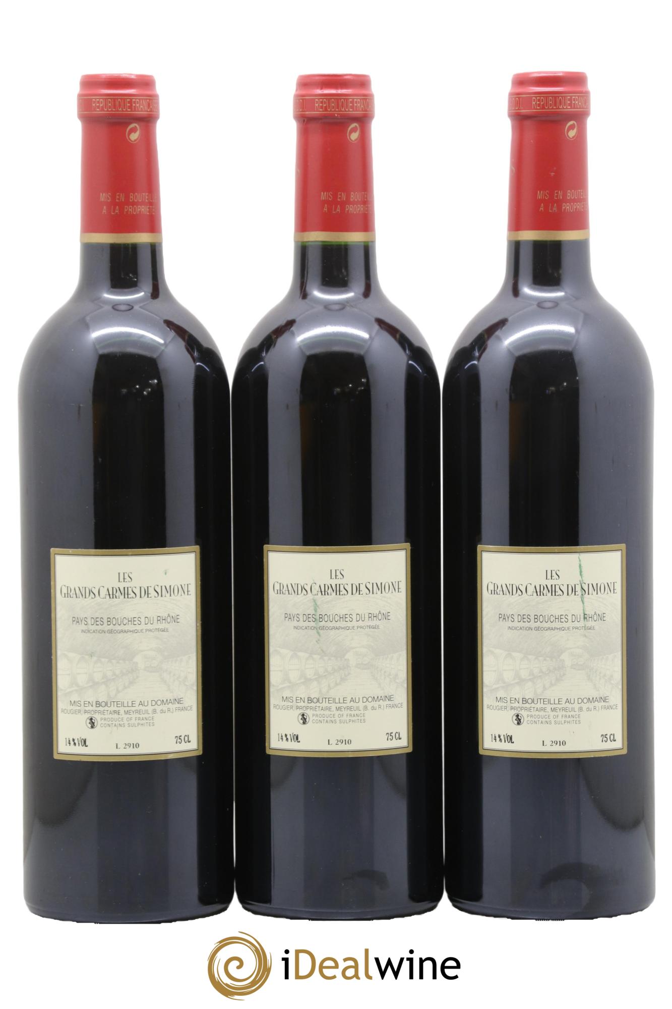 IGP Bouches du Rhône Château Simone Grands Carmes Famille Rougier 2019 - Lotto di 3 bottiglie - 1