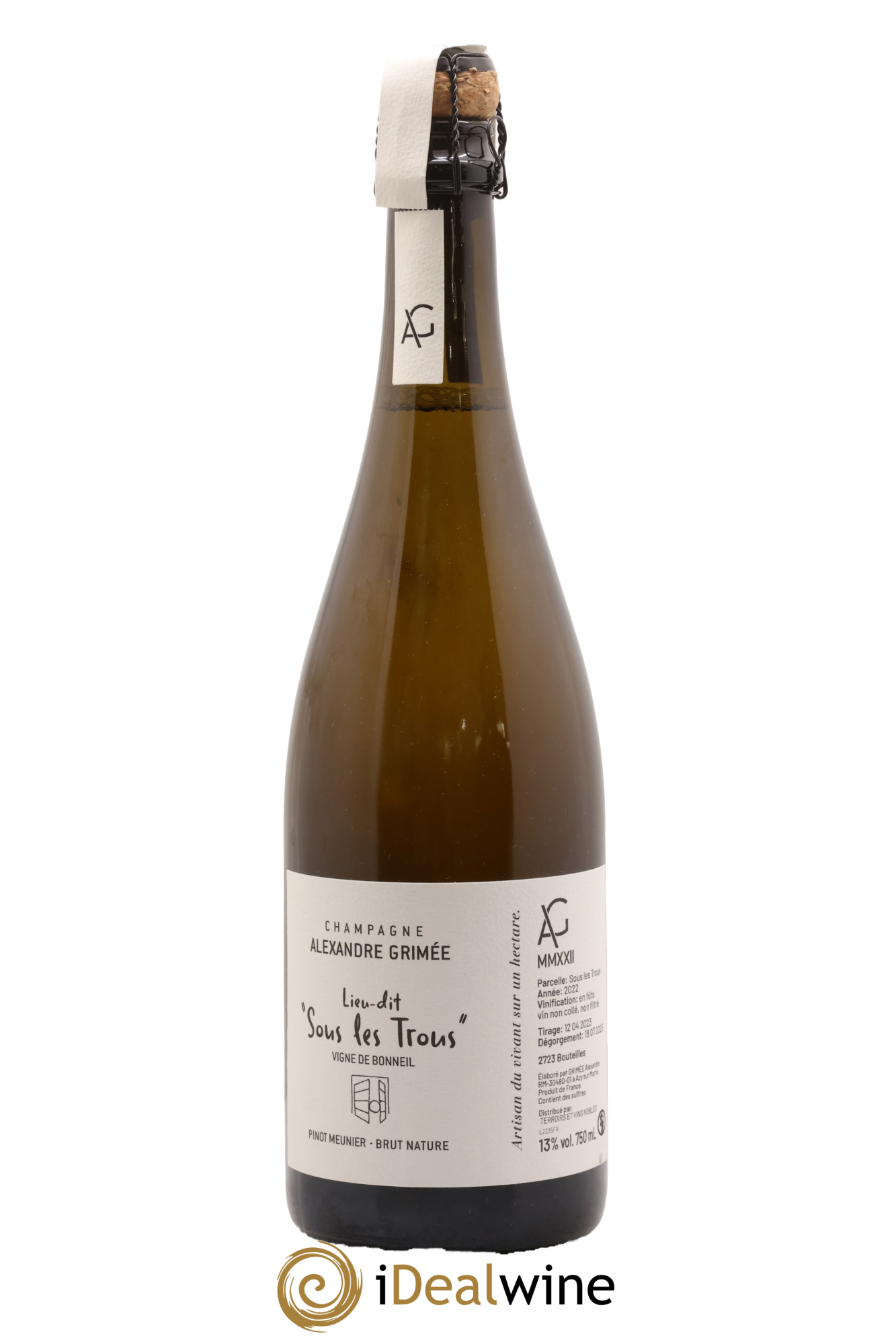 Brut Nature Blanc de Noirs Sous les Trous Vigne de Bonneil Alexandre Grimée 2022 - Posten von 1 Flasche - 0