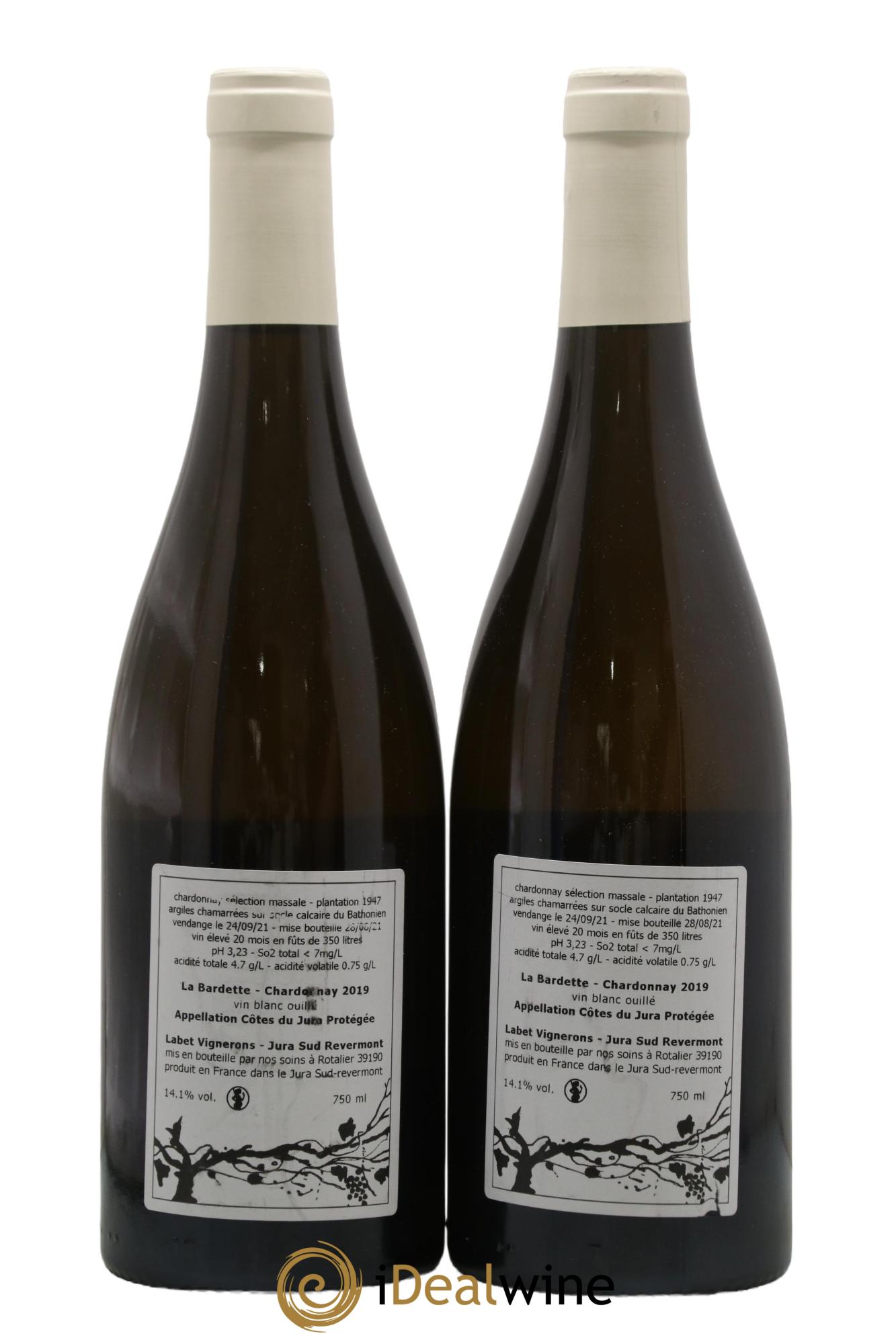 Côtes du Jura Chardonnay La Bardette Romain - Julien  - Charline Labet  2019 - Lot de 2 bouteilles - 1