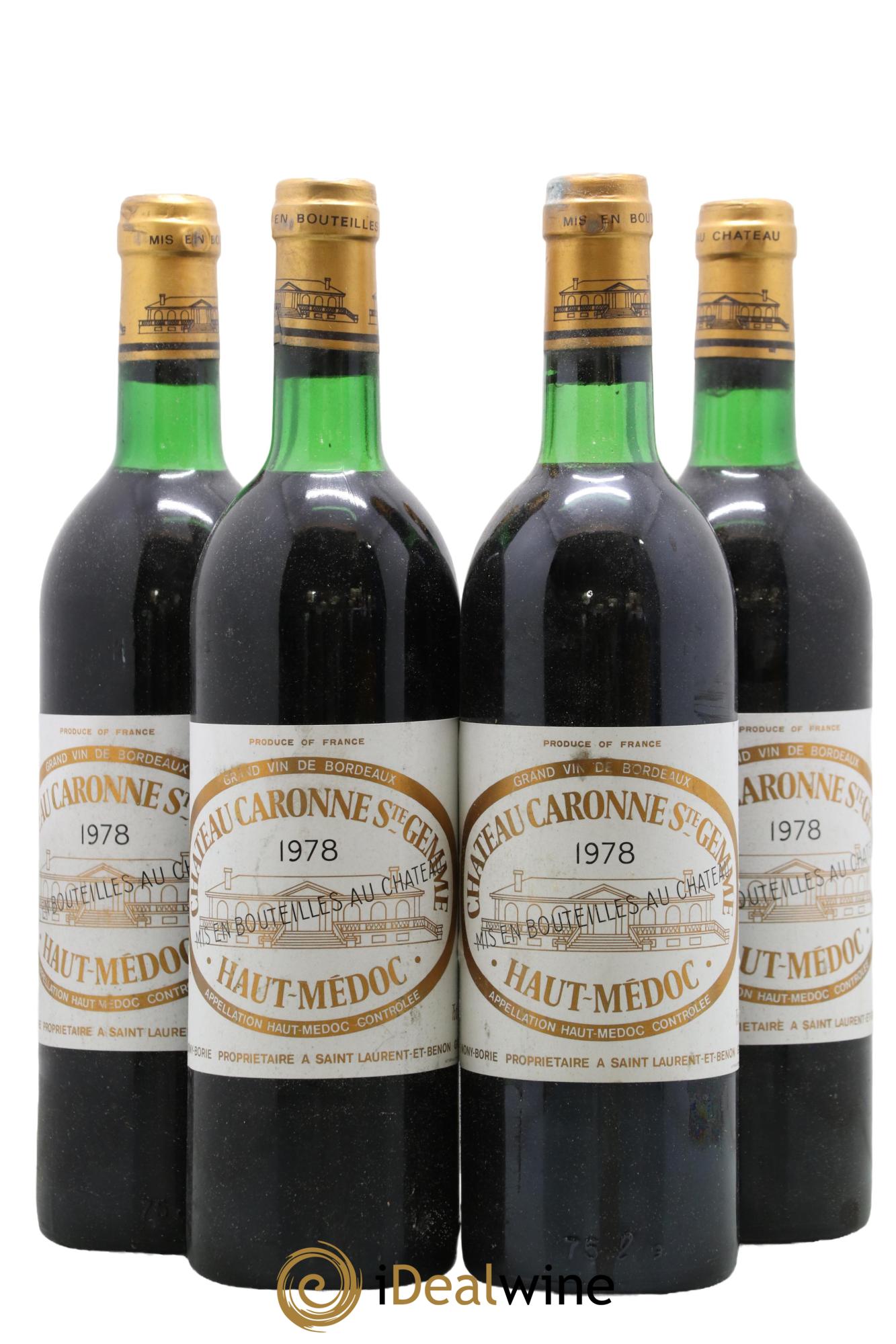 Château Caronne Sainte-Gemme Cru Bourgeois 1978 - Lot de 4 bouteilles - 0