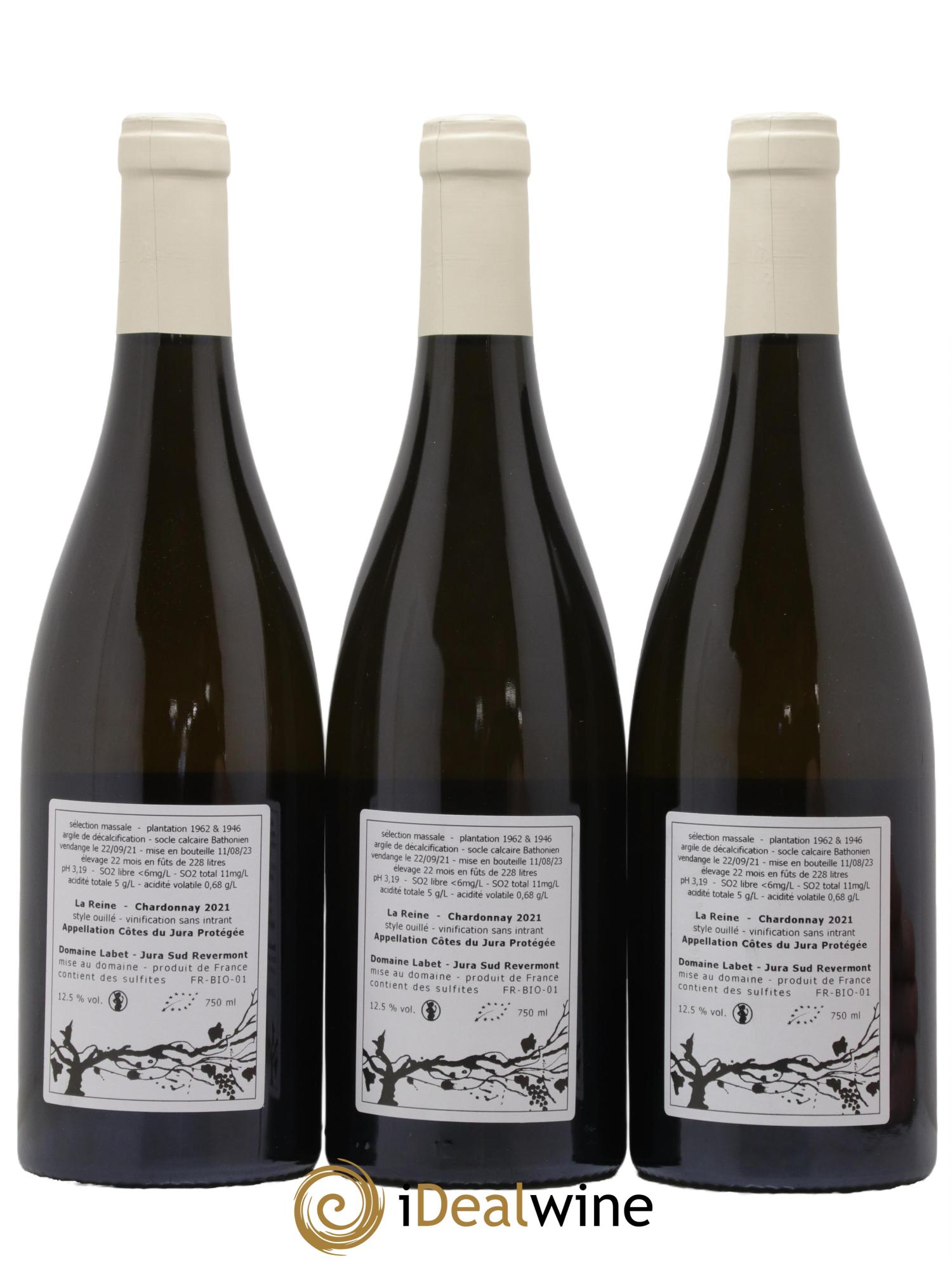 Côtes du Jura Chardonnay La Reine Romain - Julien - Charline Labet 2021 - Lot de 3 bouteilles - 1
