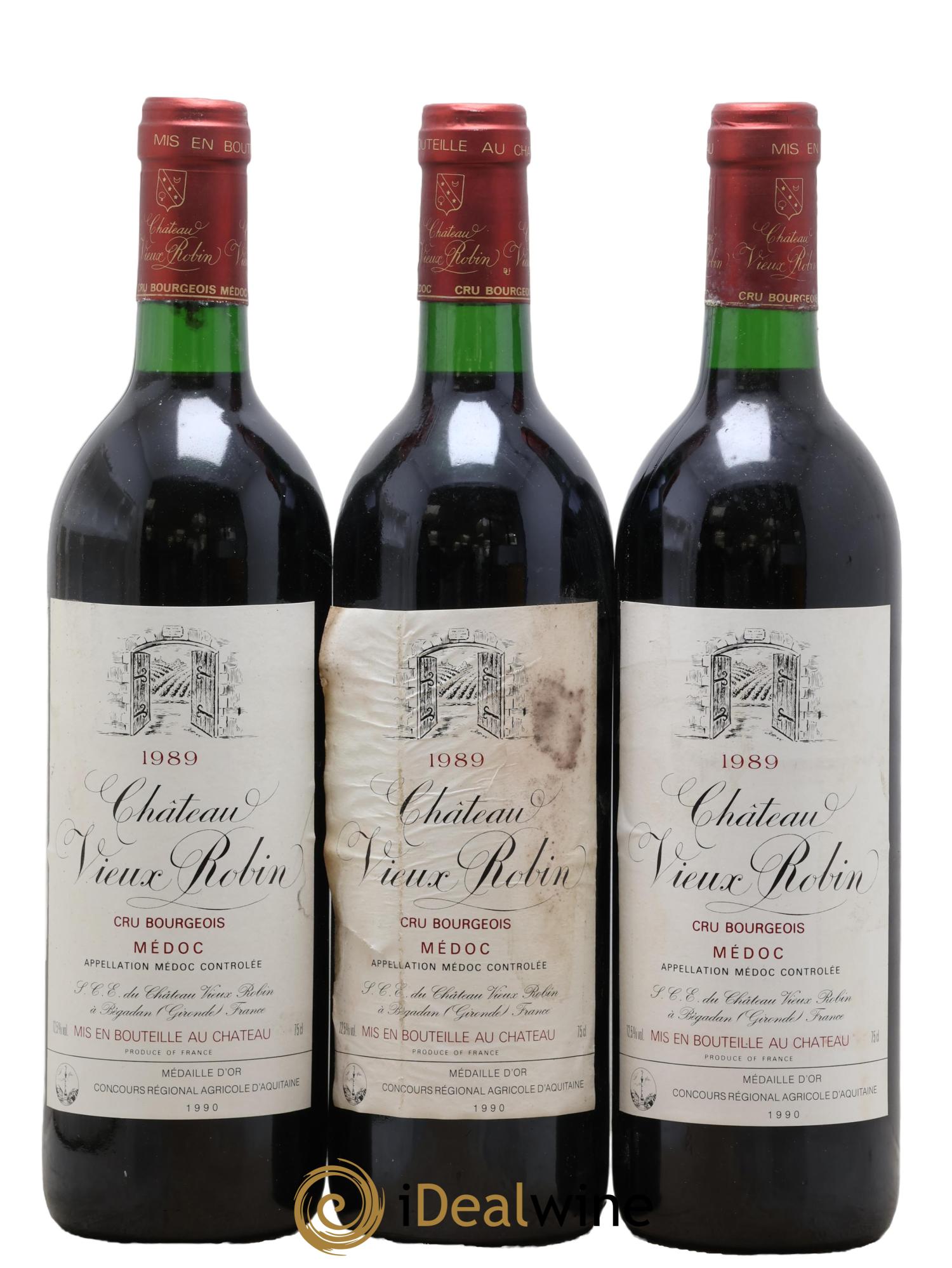 Château Vieux Robin Cru Bourgeois 1989 - Lot de 3 bouteilles - 0