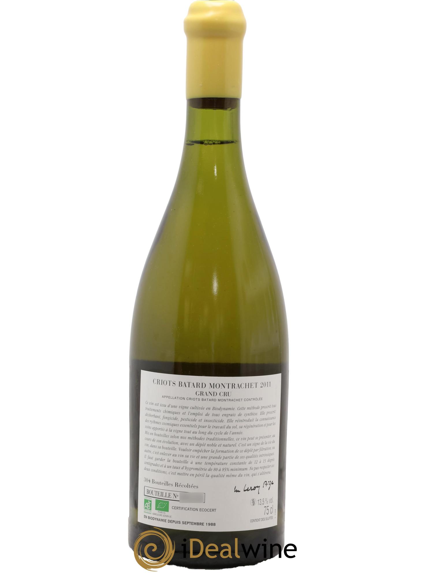 Criots-Bâtard-Montrachet Grand Cru d'Auvenay (Domaine) 2011 - Posten von 1 Flasche - 1