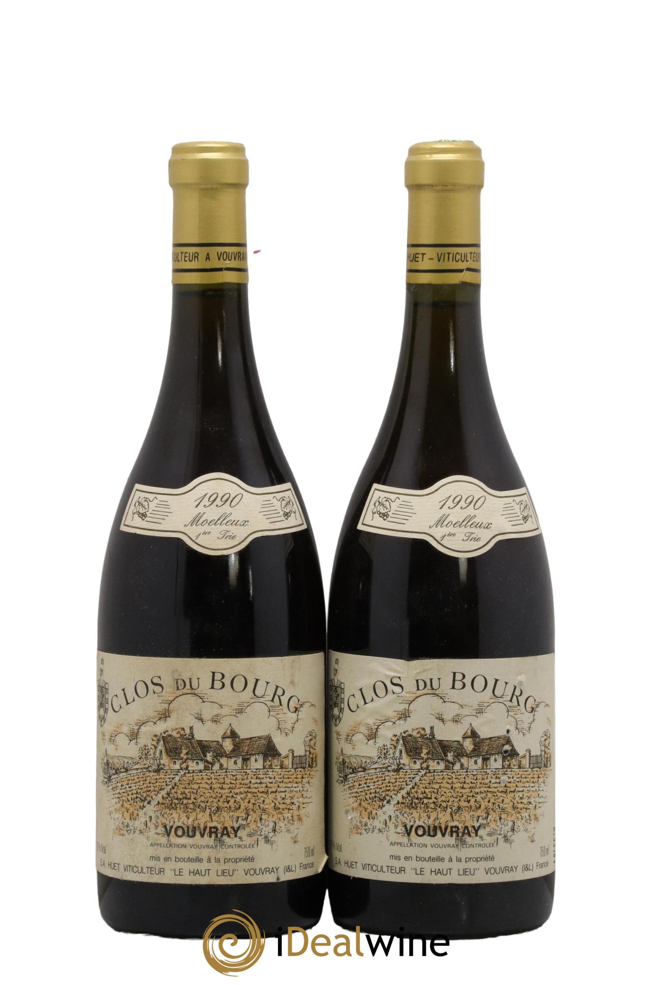 Vouvray Clos du Bourg Moelleux 1ère trie Domaine Huet 1990 - Lot de 2 bouteilles - 0