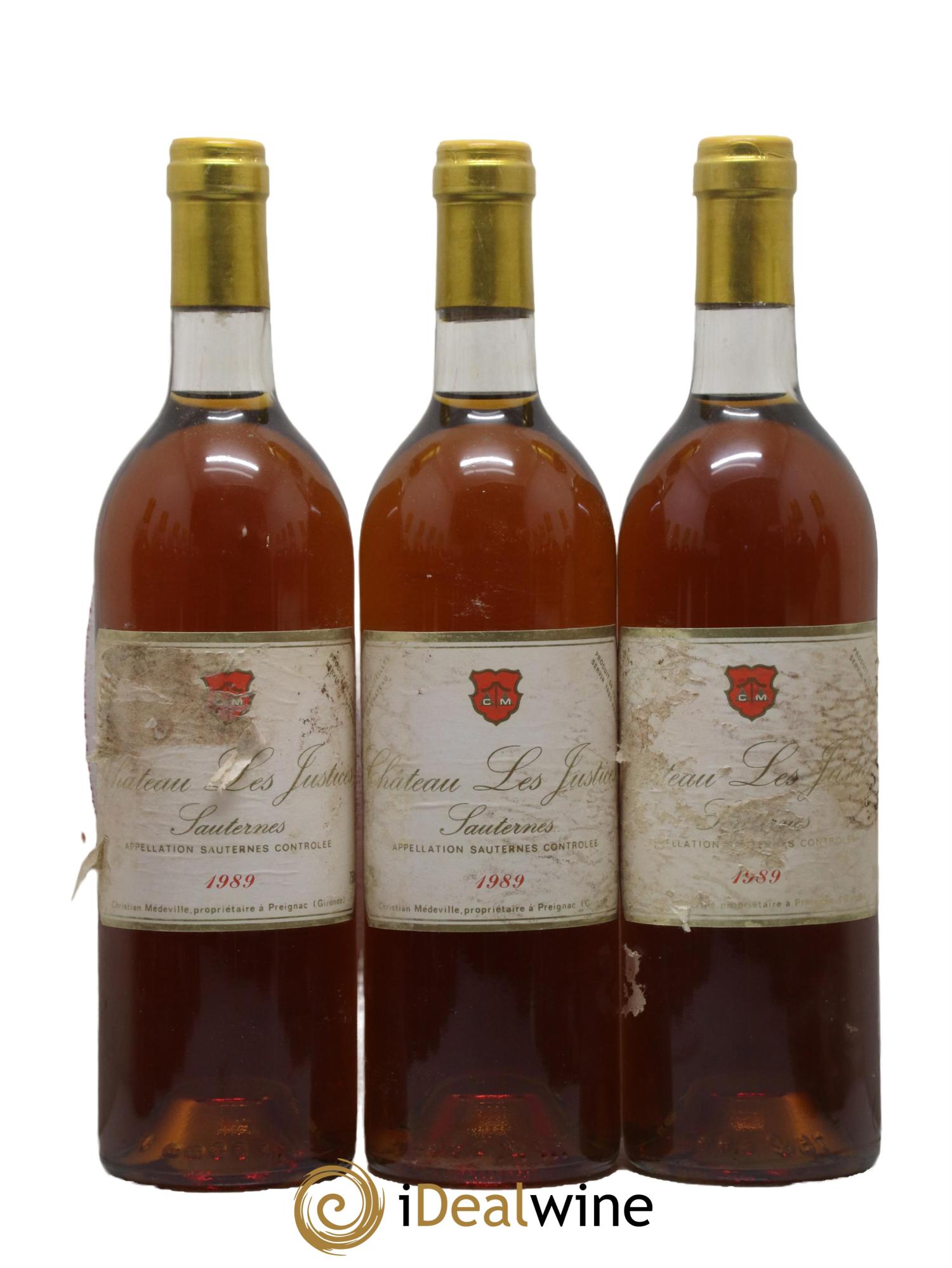 Sauternes Les Justices Domaine Medeville 1989 - Lotto di 12 bottiglie - 1