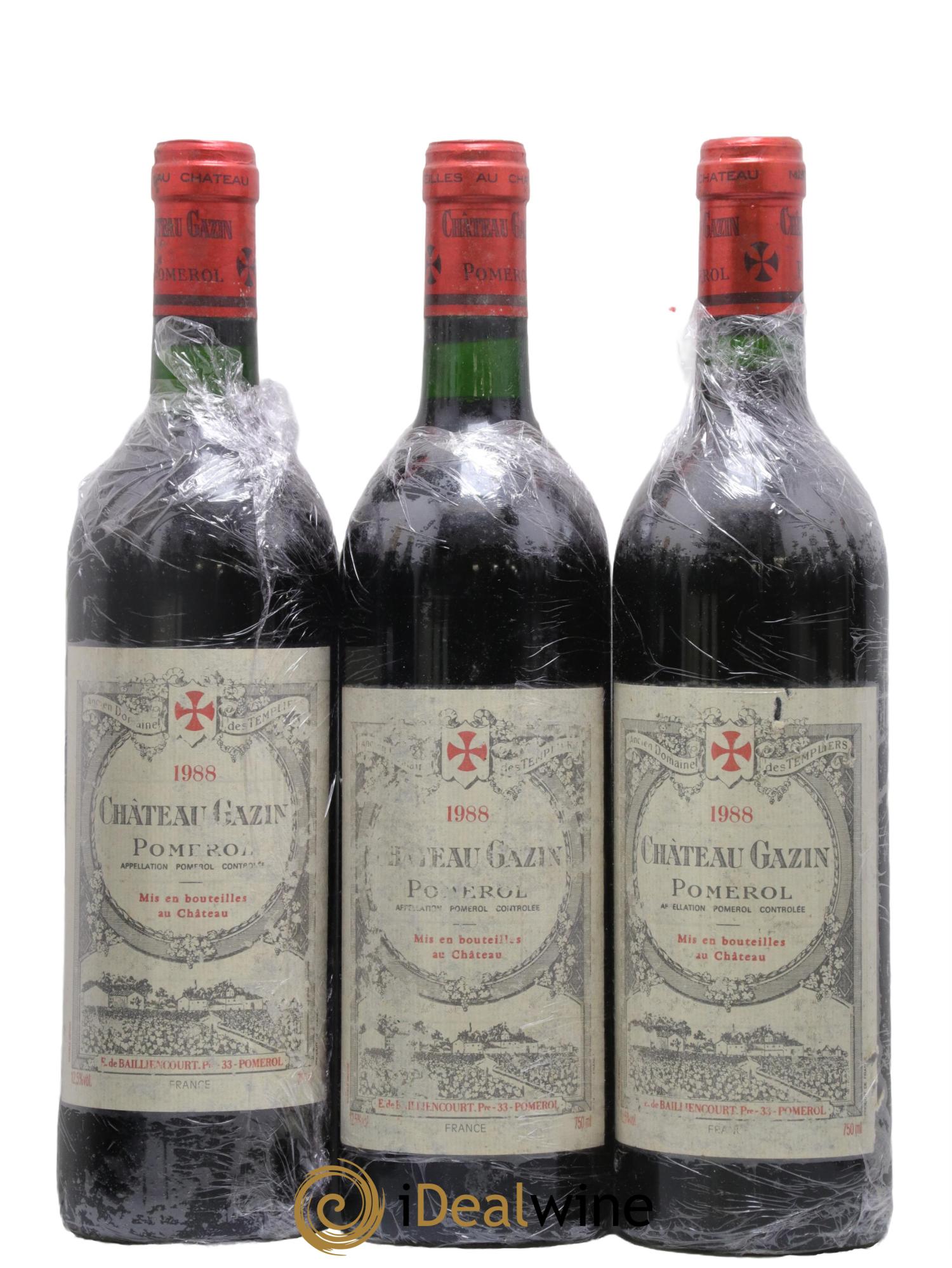 Château Gazin 1988 - Lotto di 3 bottiglie - 0