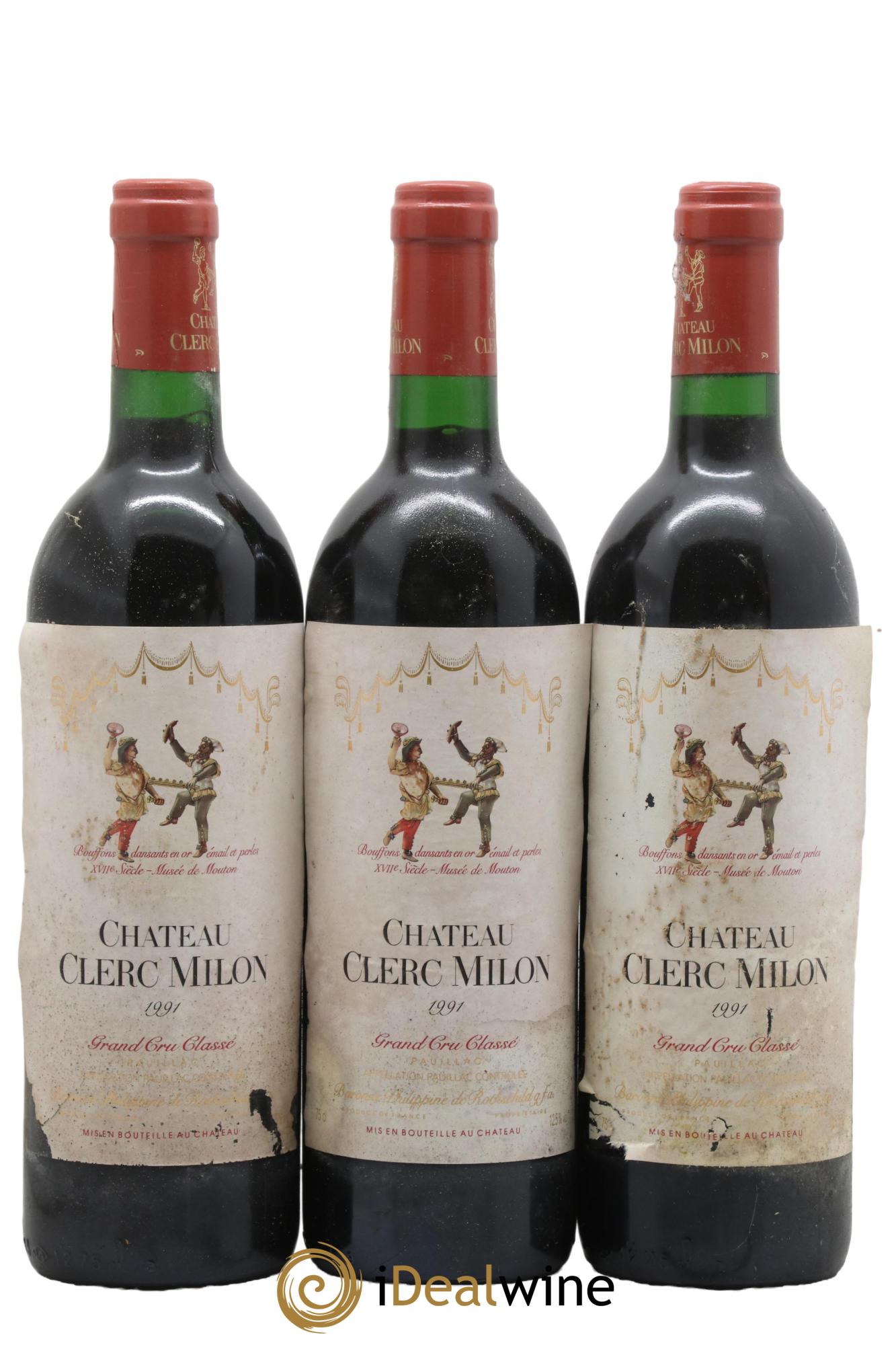 Château Clerc Milon 5ème Grand Cru Classé 1991 - Lotto di 3 bottiglie - 0