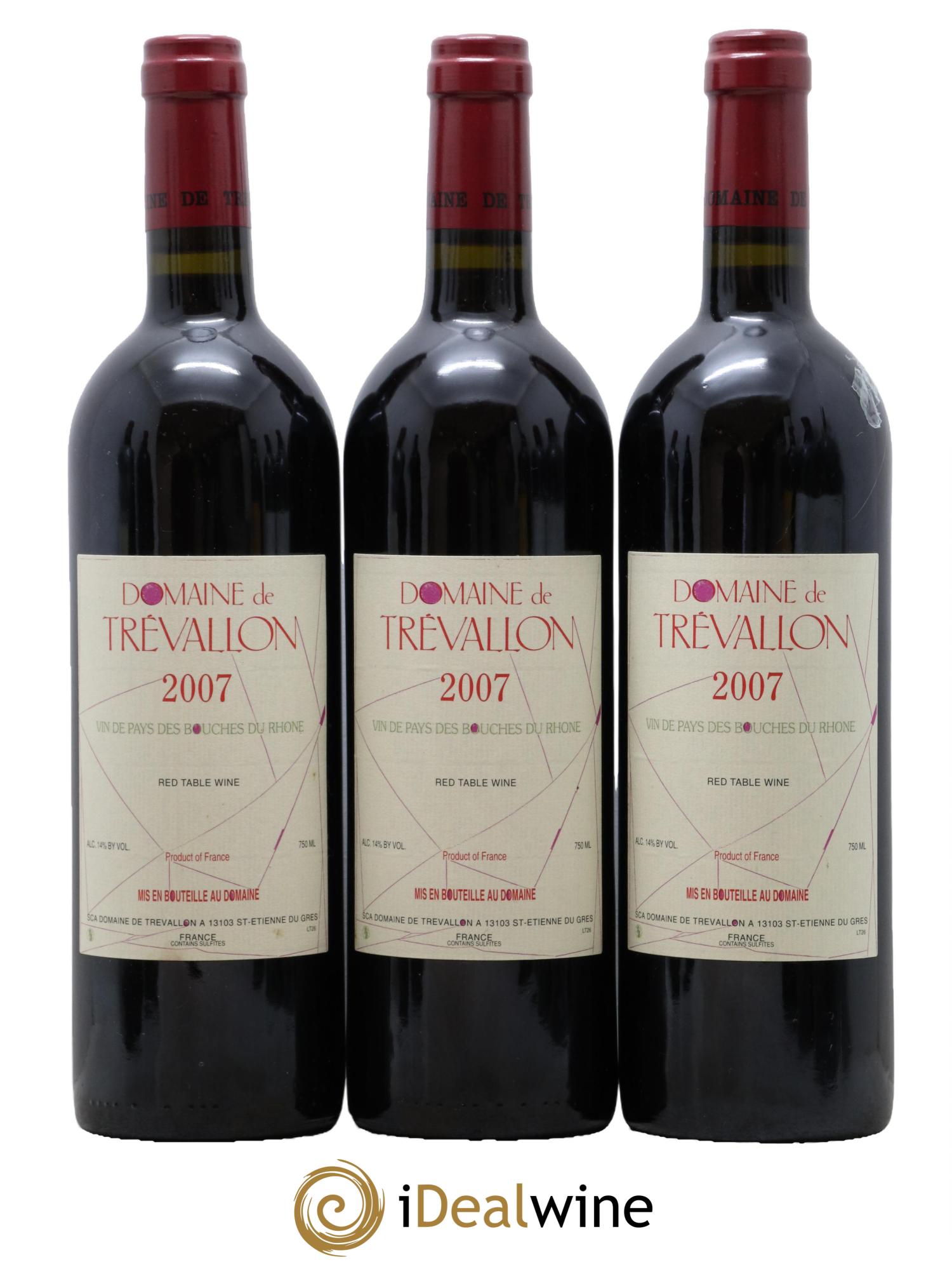 VDP Bouches du Rhône Trévallon (Domaine de) Eloi Dürrbach 2007 - Lot de 3 bouteilles - 0
