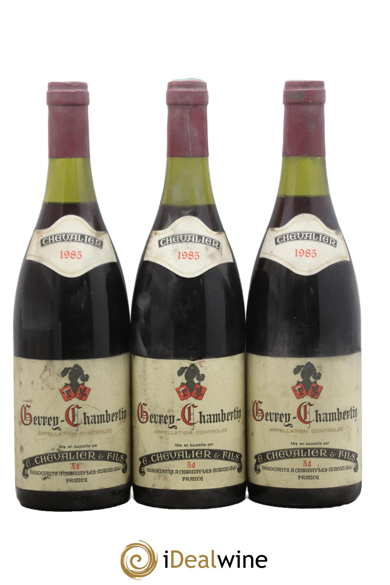 Gevrey-Chambertin Chevalier et Fils 1985 - Lotto di 3 bottiglie - 0