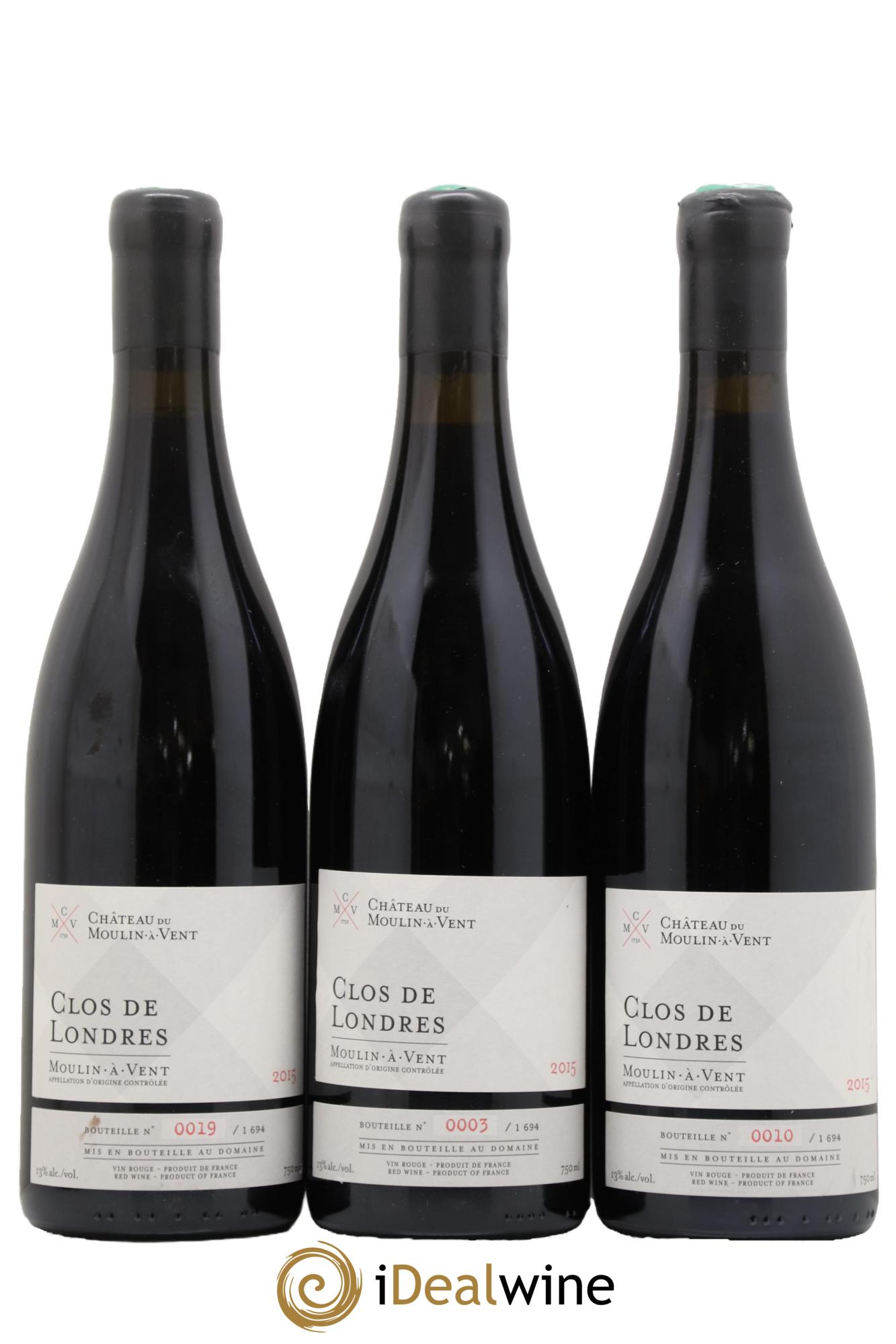 Moulin-à-Vent Clos de Londres Chateau de Moulin A Vent 2015 - Lot de 3 bouteilles - 0