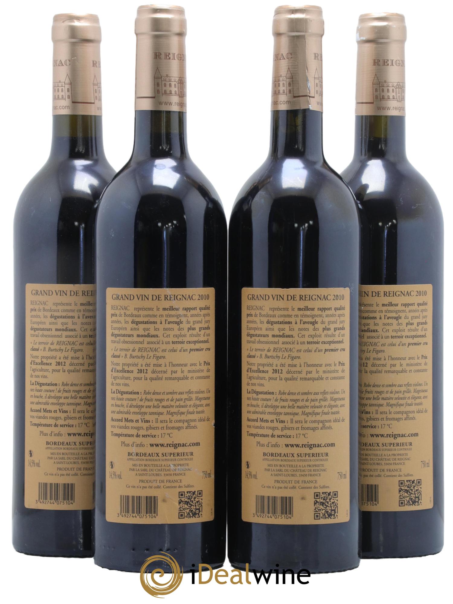 Grand vin de Reignac  2010 - Posten von 4 Flaschen - 1