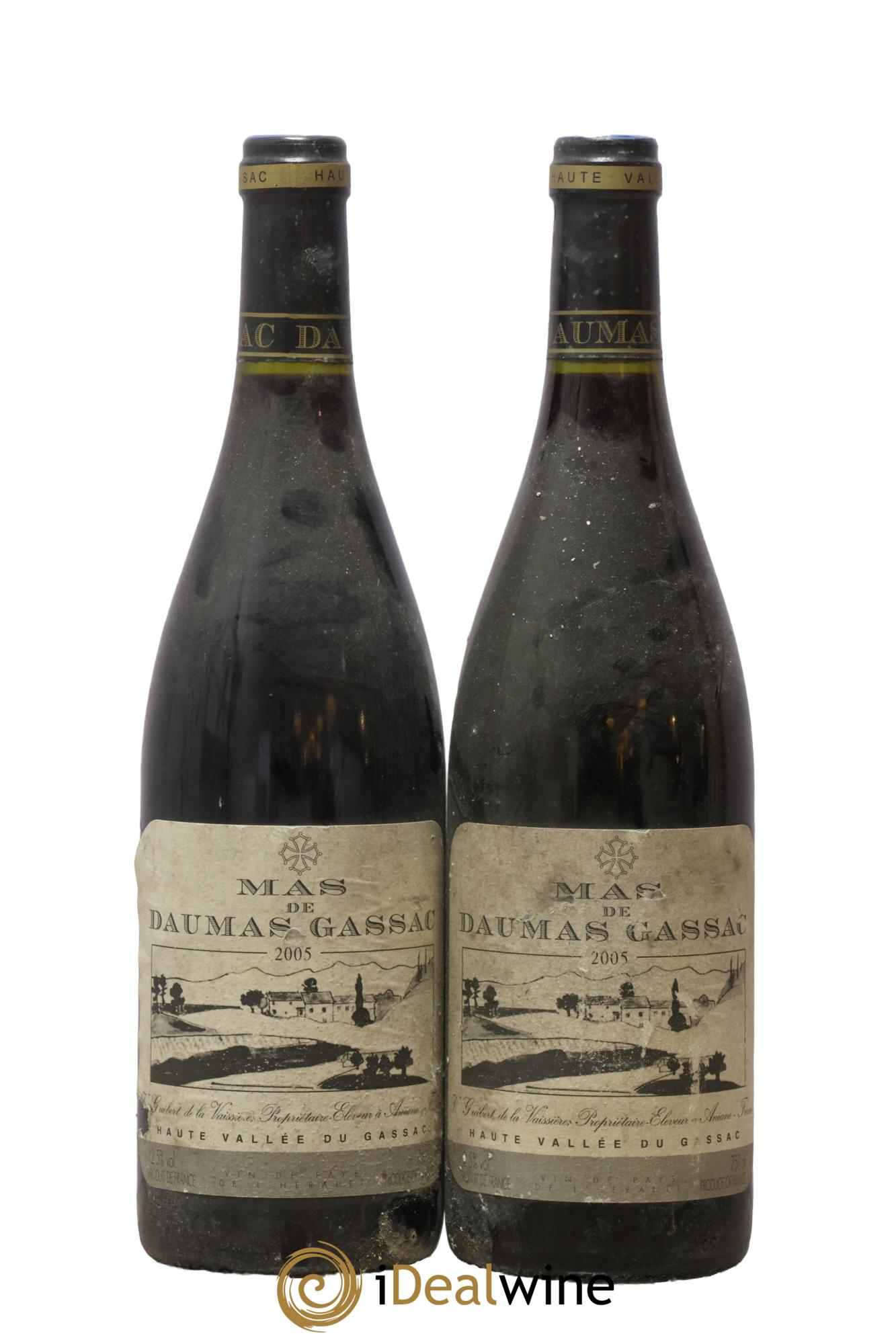 IGP St Guilhem-le-Désert - Cité d'Aniane Mas Daumas Gassac Famille Guibert de La Vaissière 2005 - Lot de 2 bouteilles - 0