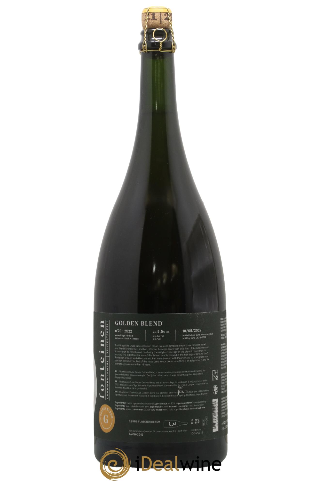 Bière (season 21|22) Blend n° 70 - 3 Fonteinen Oude Gueuze Golden Blend - Lot of 1 magnum - 1