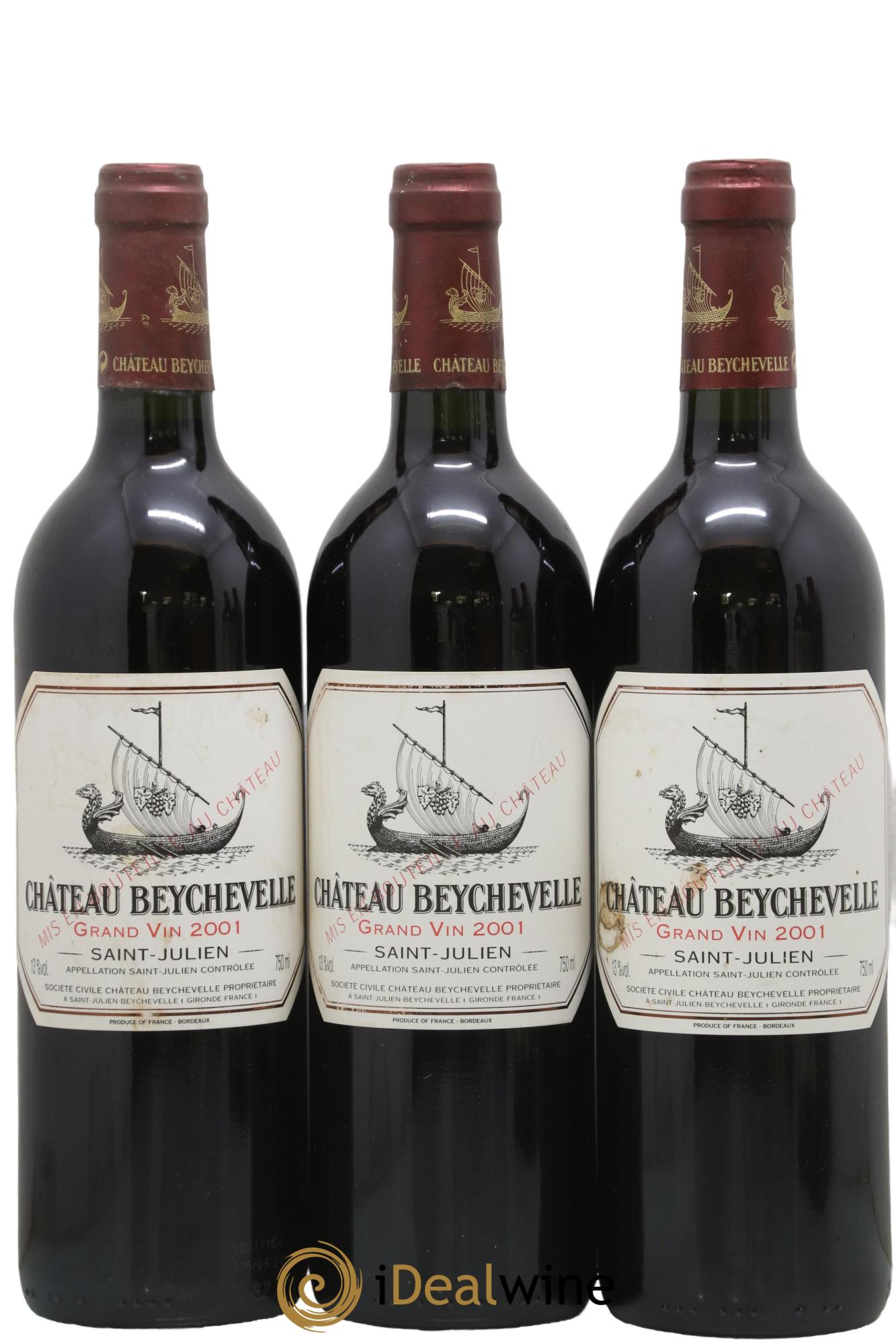 Château Beychevelle 4ème Grand Cru Classé 2001 - Posten von 3 Flaschen - 0