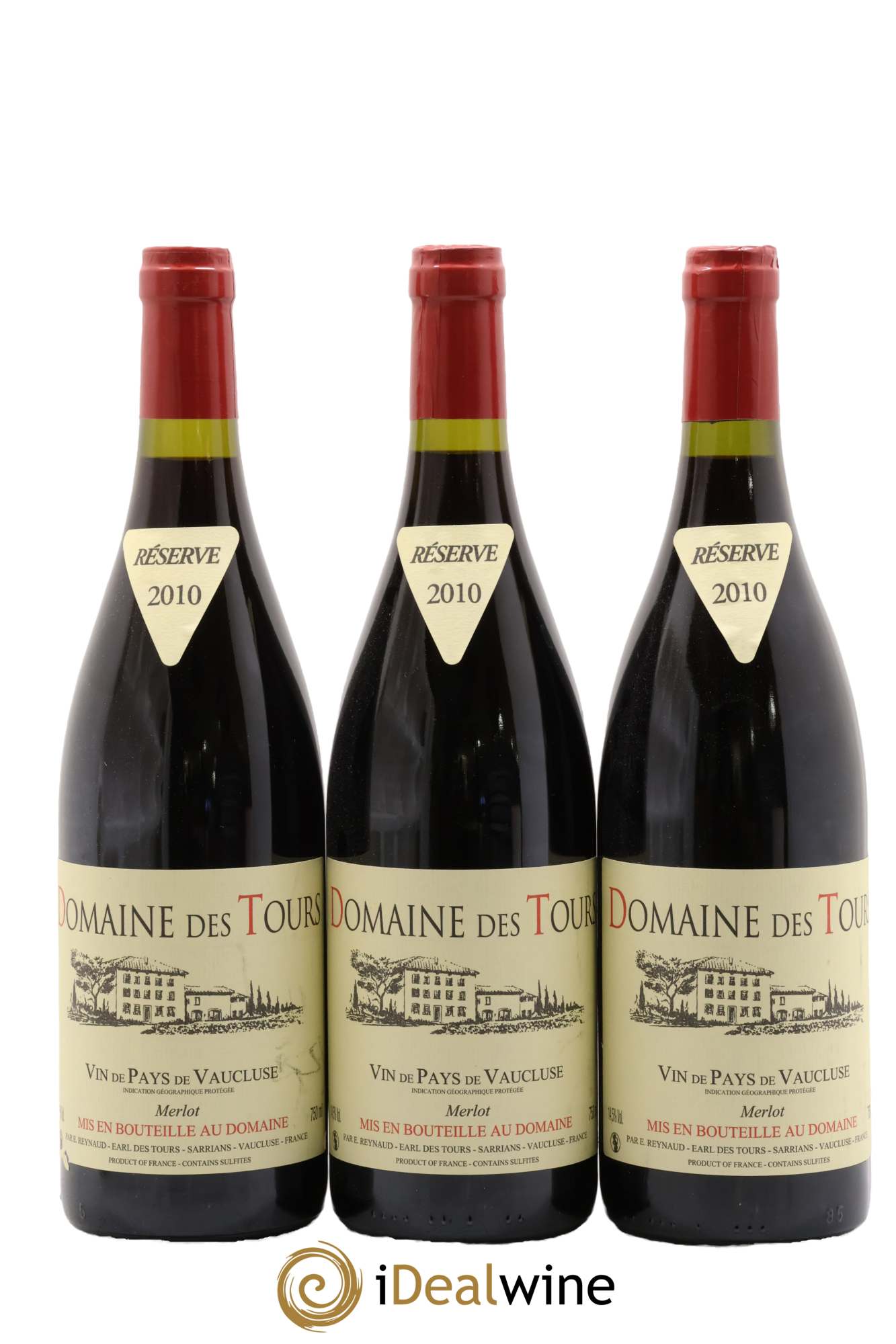 Vaucluse Domaine des Tours Merlot Emmanuel Reynaud 2010 - Lot de 3 bouteilles - 0