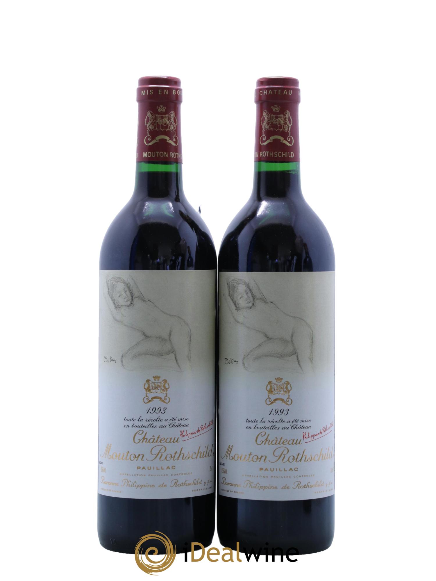 Château Mouton Rothschild 1er Grand Cru Classé 1993 - Lot de 2 bouteilles - 0