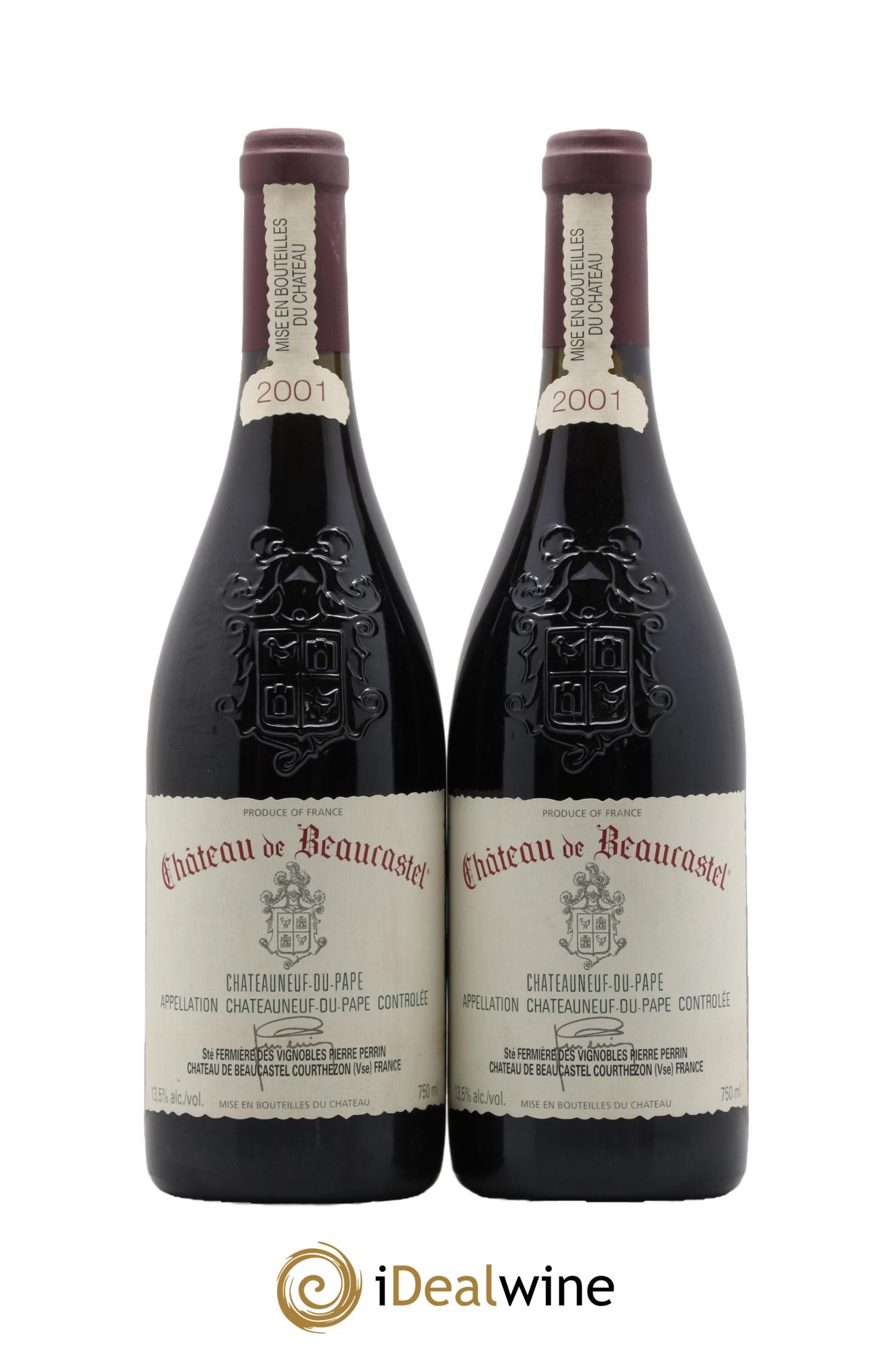 Châteauneuf-du-Pape Château de Beaucastel Famille Perrin 2001 - Lot de 2 bouteilles - 0