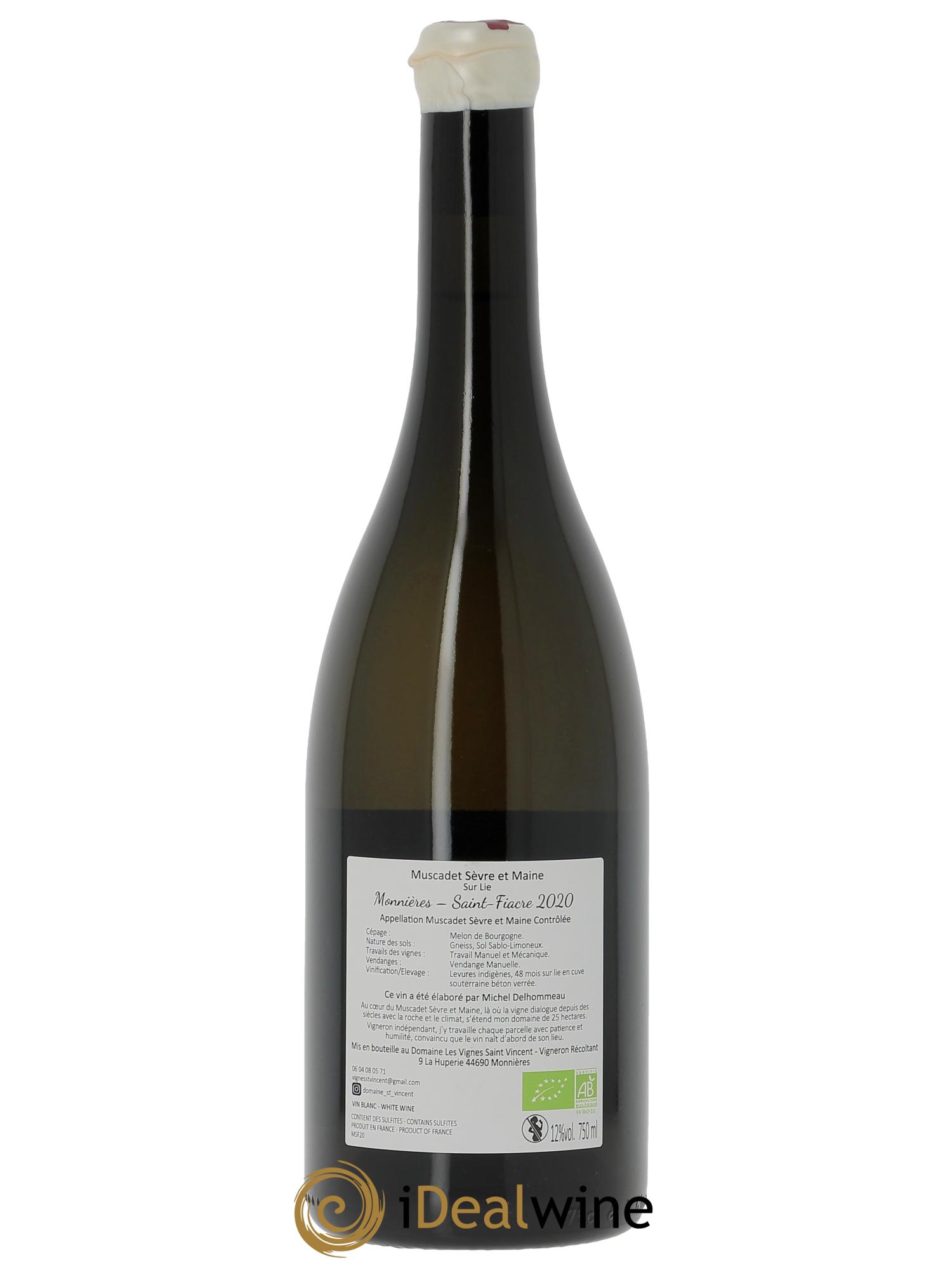 Muscadet-Sèvre-et-Maine Monnières Saint Fiacre Michel et Matthieu Delhommeau  2020 - Lot de 1 bouteille - 1