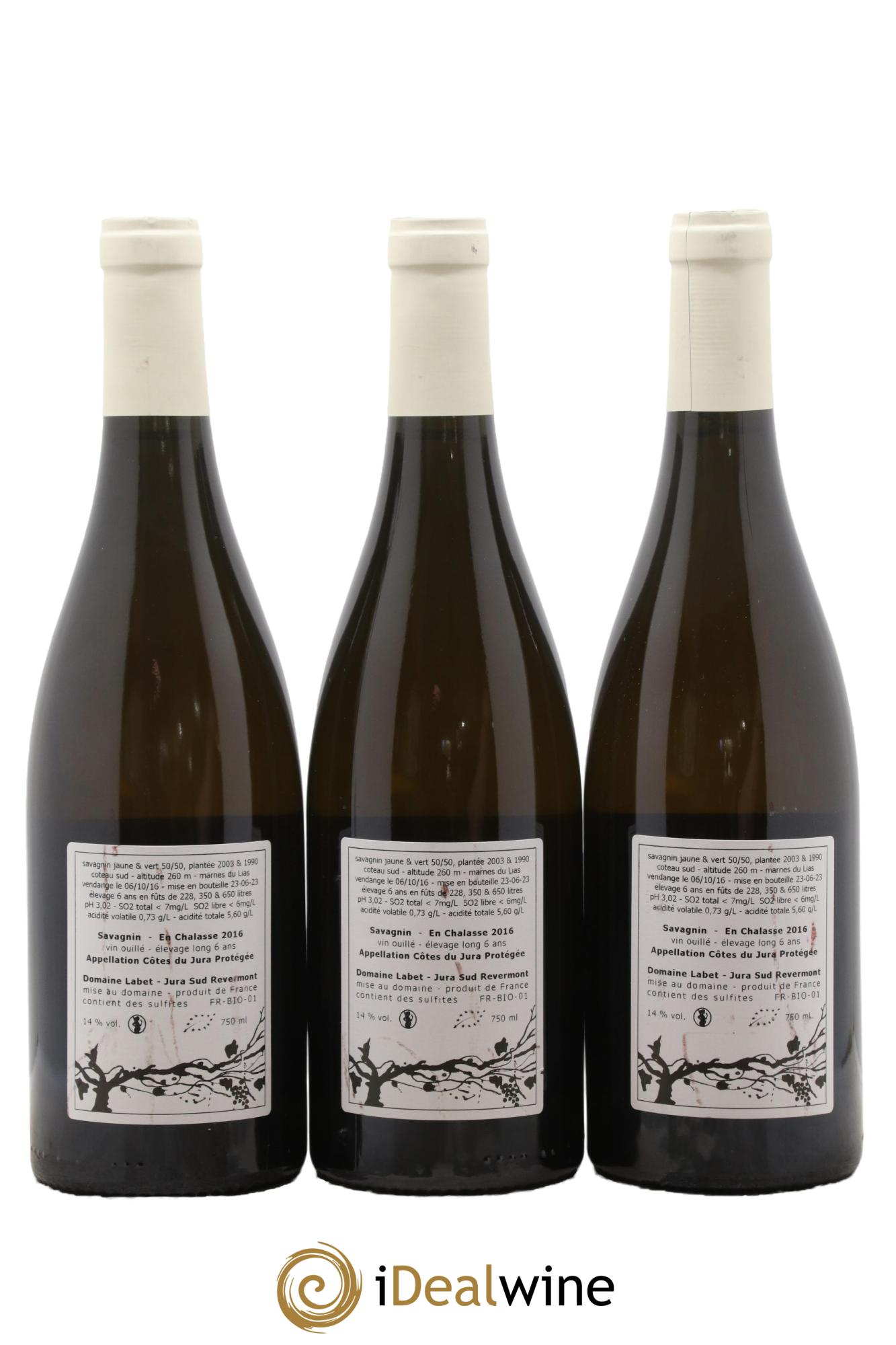 Côtes du Jura Savagnin en Chalasse Elevage Long Romain - Julien - Charline Labet 2016 - Lot de 3 bouteilles - 1