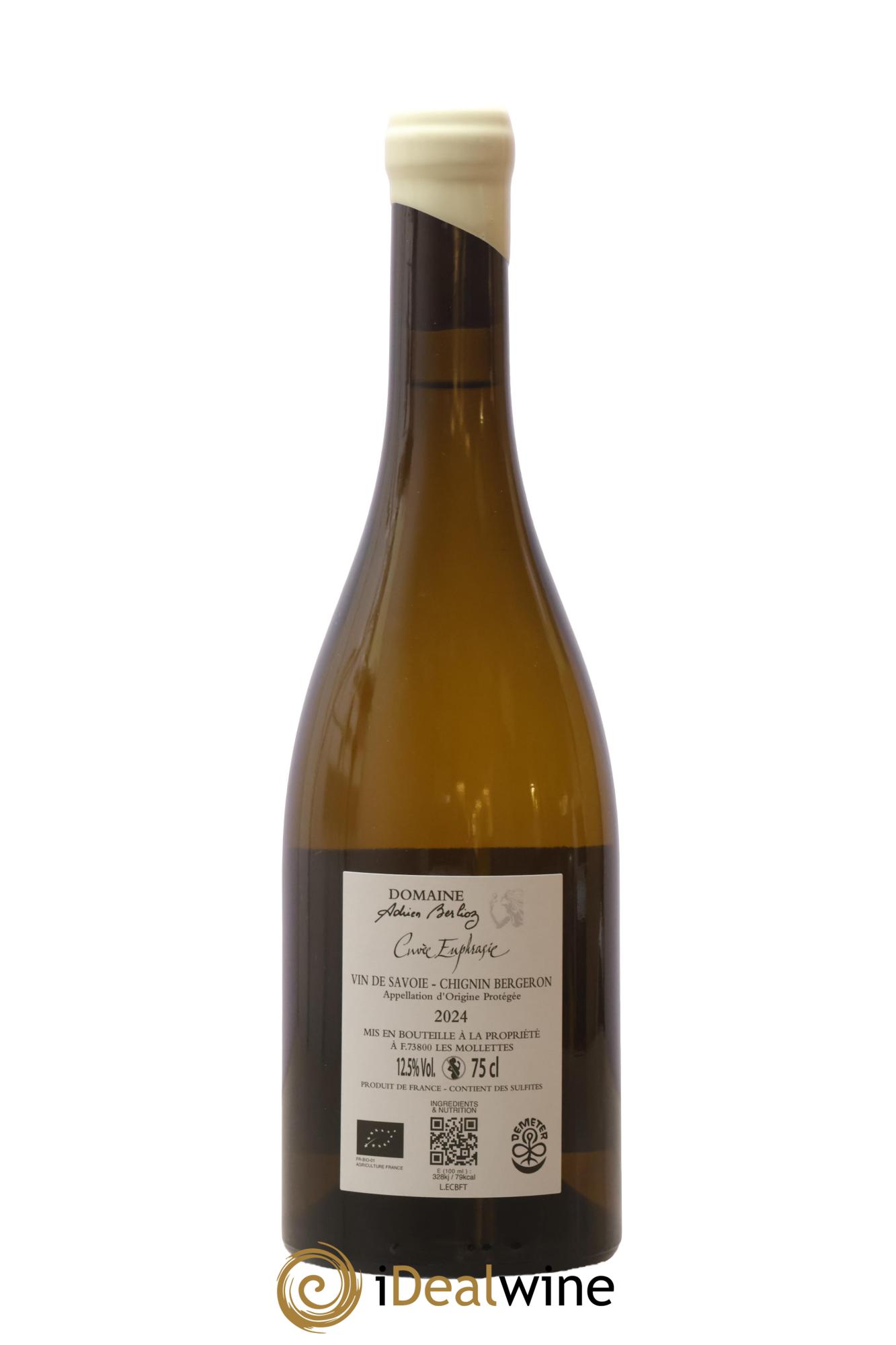 Vin de Savoie Chignin-Bergeron Euphrasie Adrien Berlioz 2024 - Lot de 1 bouteille - 1