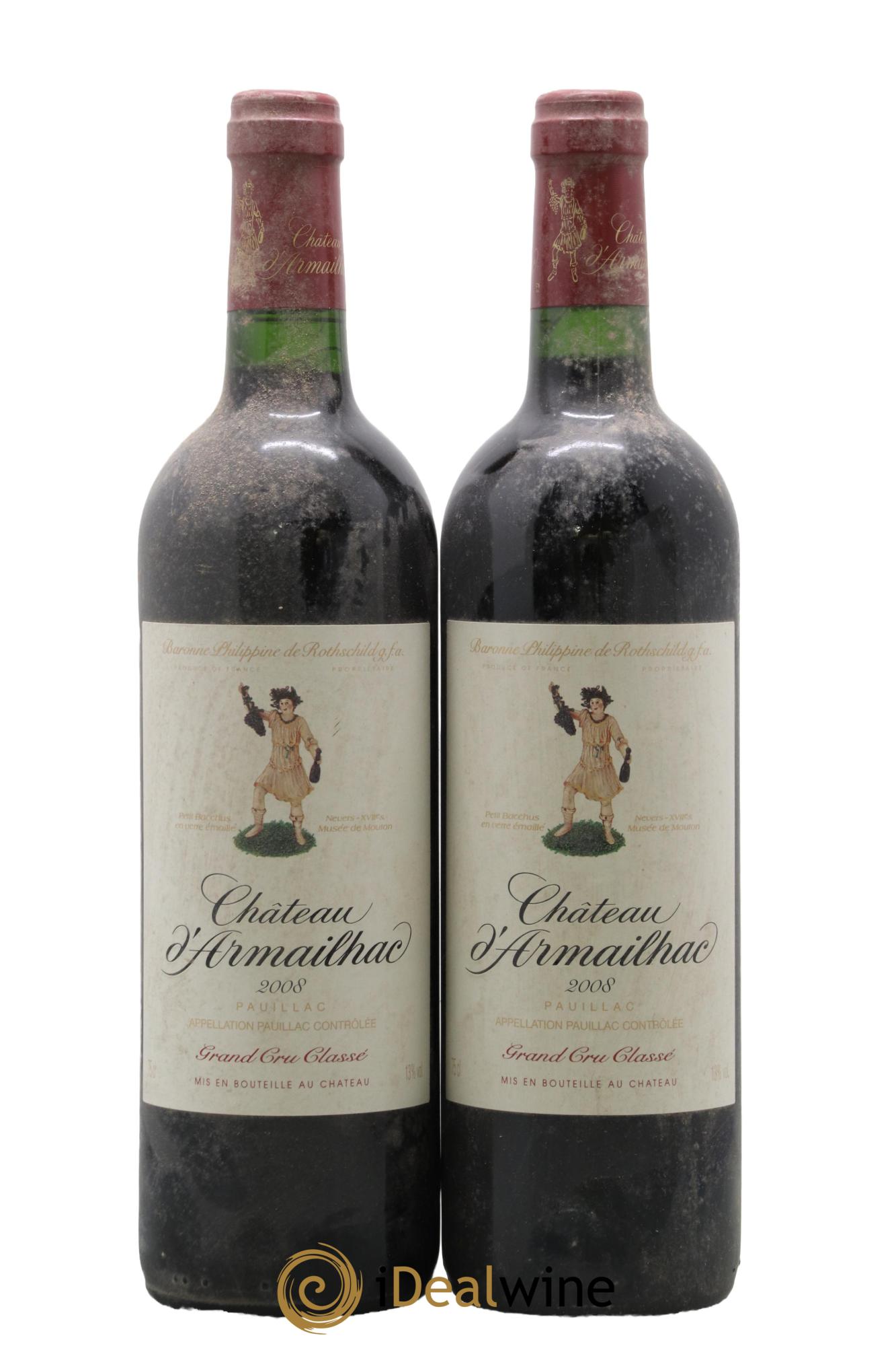 Château d' Armailhac - Mouton Baron(ne) Philippe 5ème Grand Cru Classé 2008 - Posten von 2 Flaschen - 0
