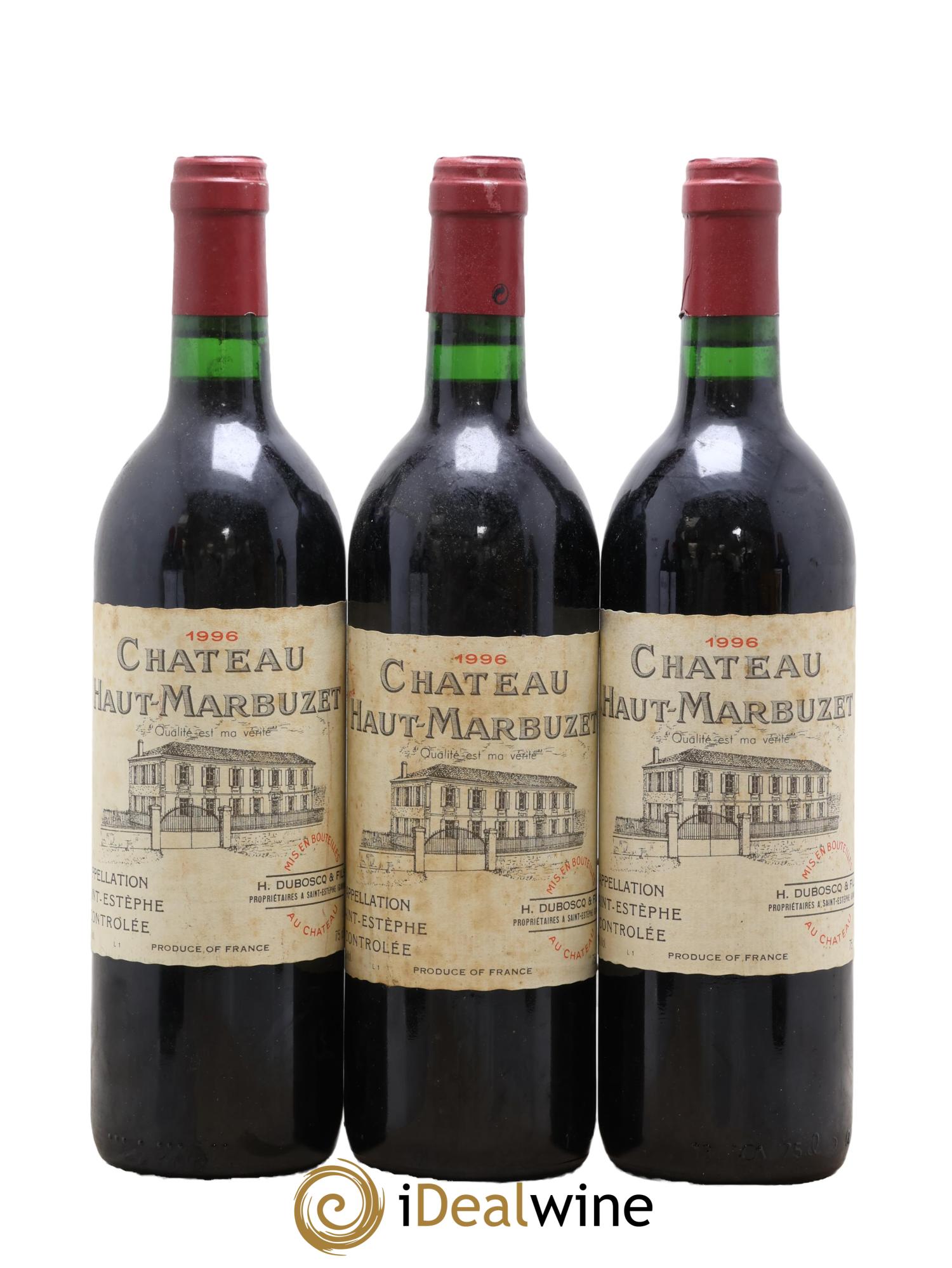 Château Haut Marbuzet 1996 - Lot de 3 bouteilles - 0
