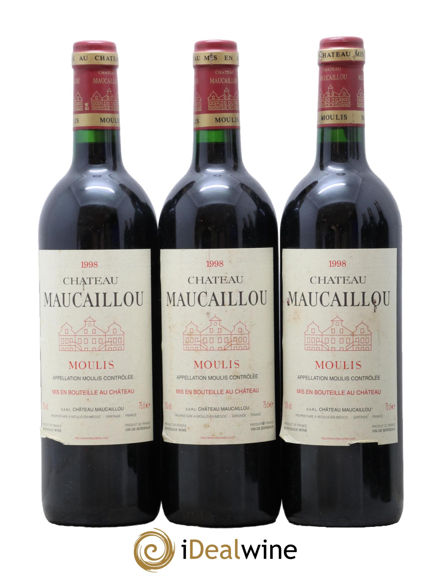 Château Maucaillou 1998 - Lot de 3 bouteilles - 0
