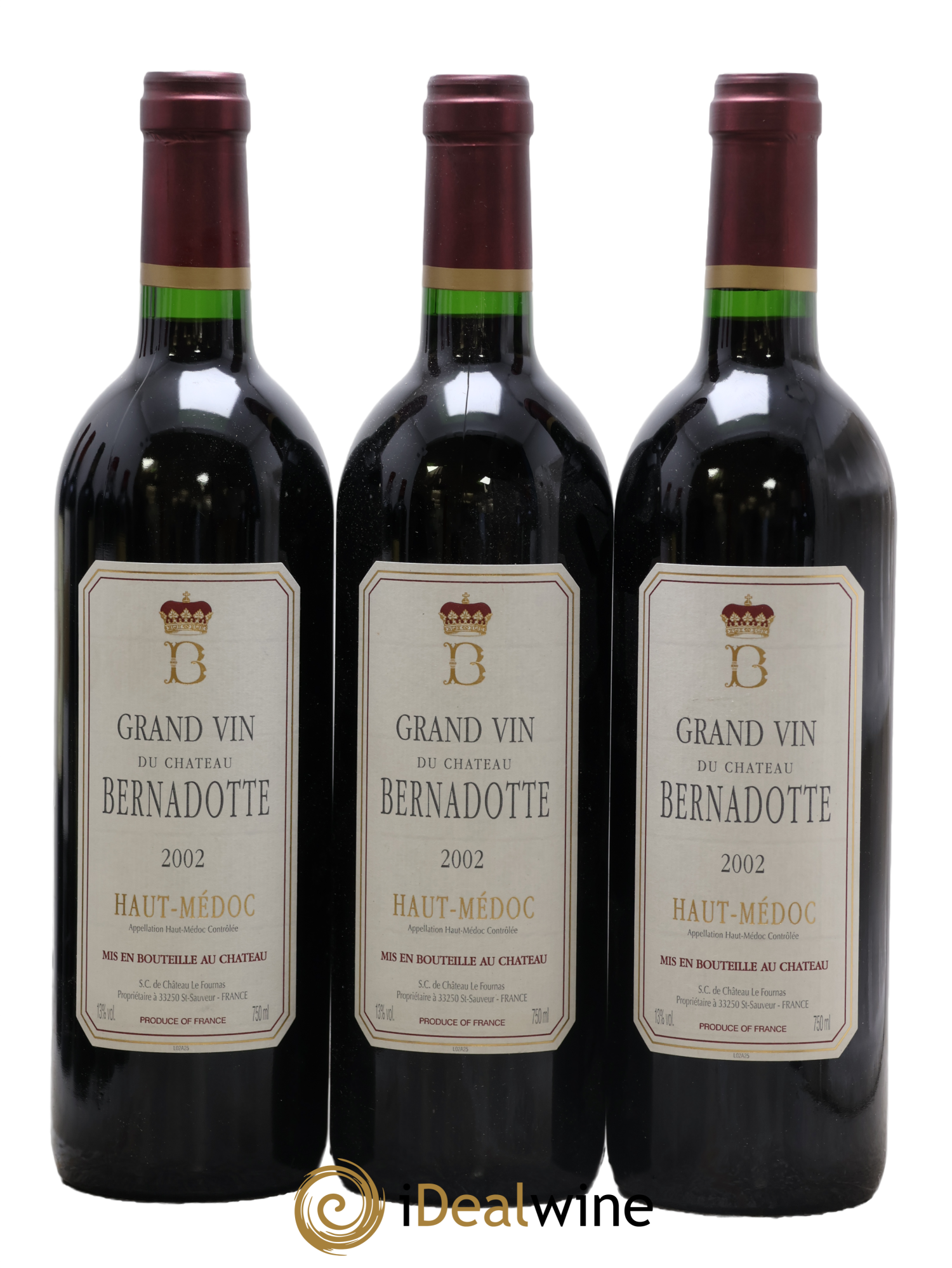 Château Bernadotte 2002 - Lot of 3 bottles - 0