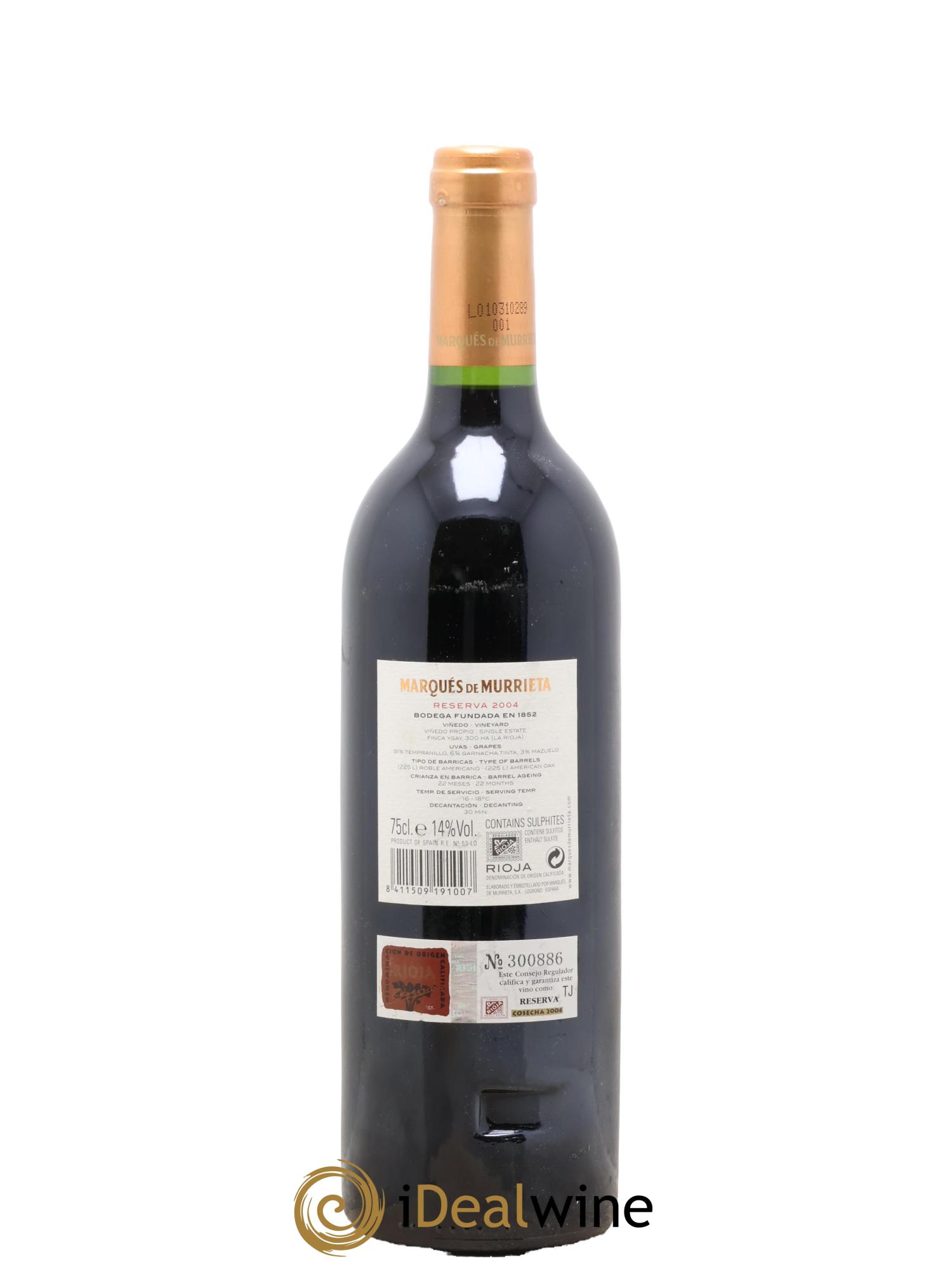 Rioja DOCA Reserva Marqués de Murrieta 2004 - Lot of 1 bottle - 1