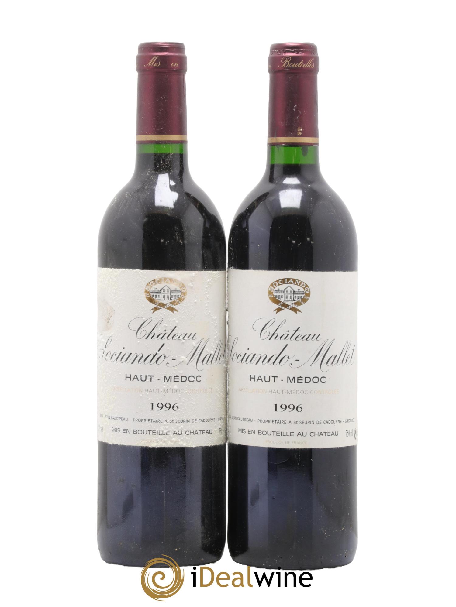 Château Sociando Mallet 1996 - Lotto di 2 bottiglie - 0