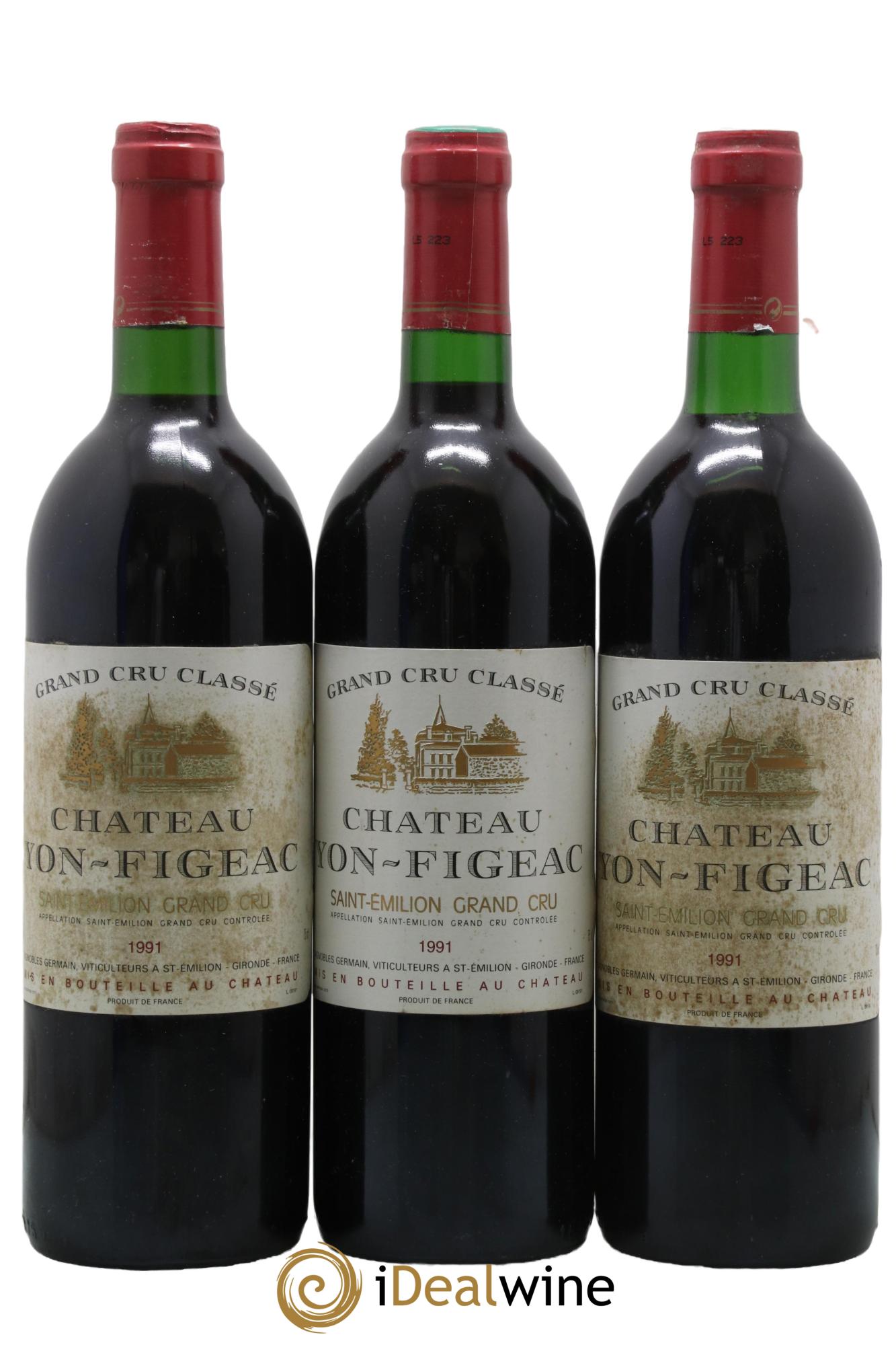 Château Yon Figeac Grand Cru Classé 1991 - Lot de 3 bouteilles - 0