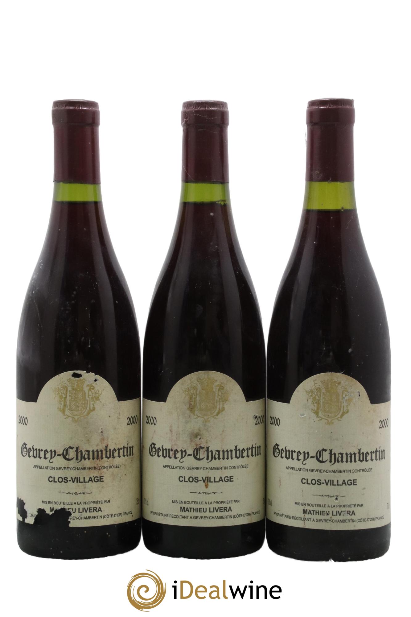 Gevrey-Chambertin Clos Village Mathieu Livera 2000 - Lotto di 3 bottiglie - 0