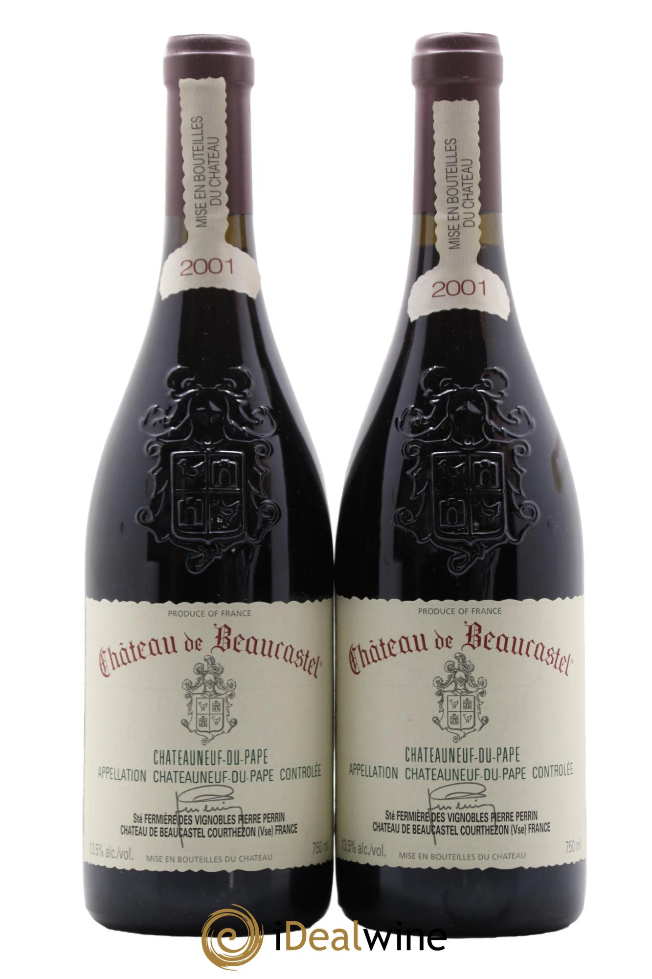 Châteauneuf-du-Pape Château de Beaucastel Famille Perrin 2001 - Lot de 2 bouteilles - 0