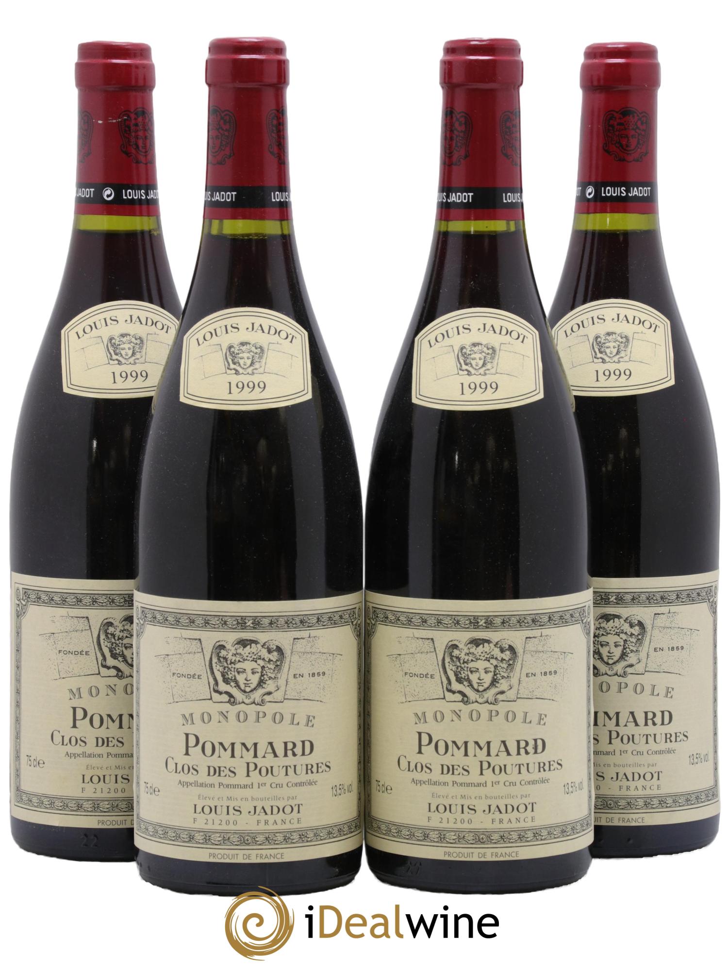 Pommard 1er Cru Clos des Poutures Louis Jadot 1999 - Lot de 4 bouteilles - 0