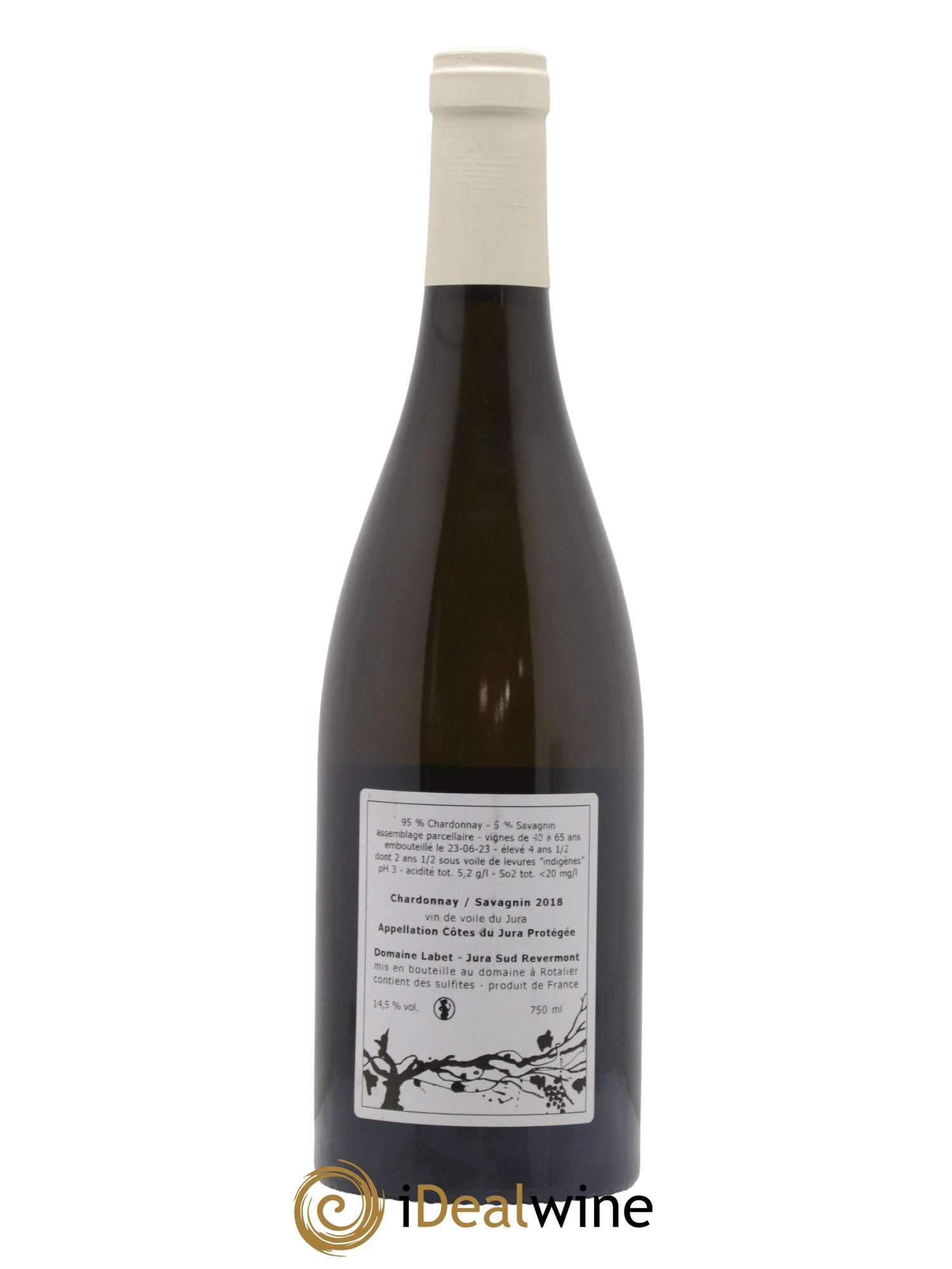 Côtes du Jura Vin de Voile Chardonnay-Savagnin cuvée de garde Romain - Julien - Charline Labet 2018 - Lot de 1 bouteille - 1