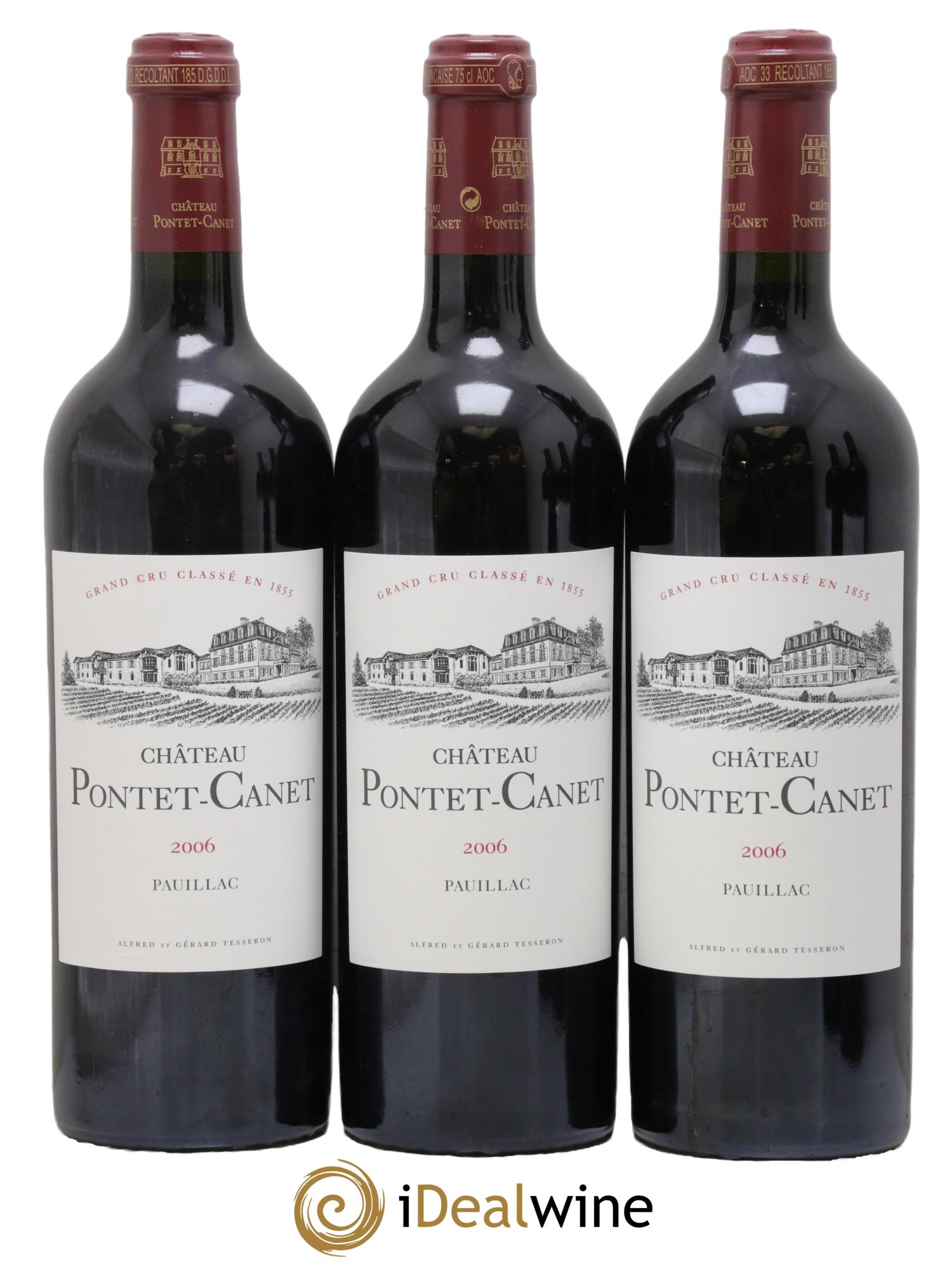 Château Pontet Canet 5ème Grand Cru Classé 2006 - Lot de 3 bouteilles - 0