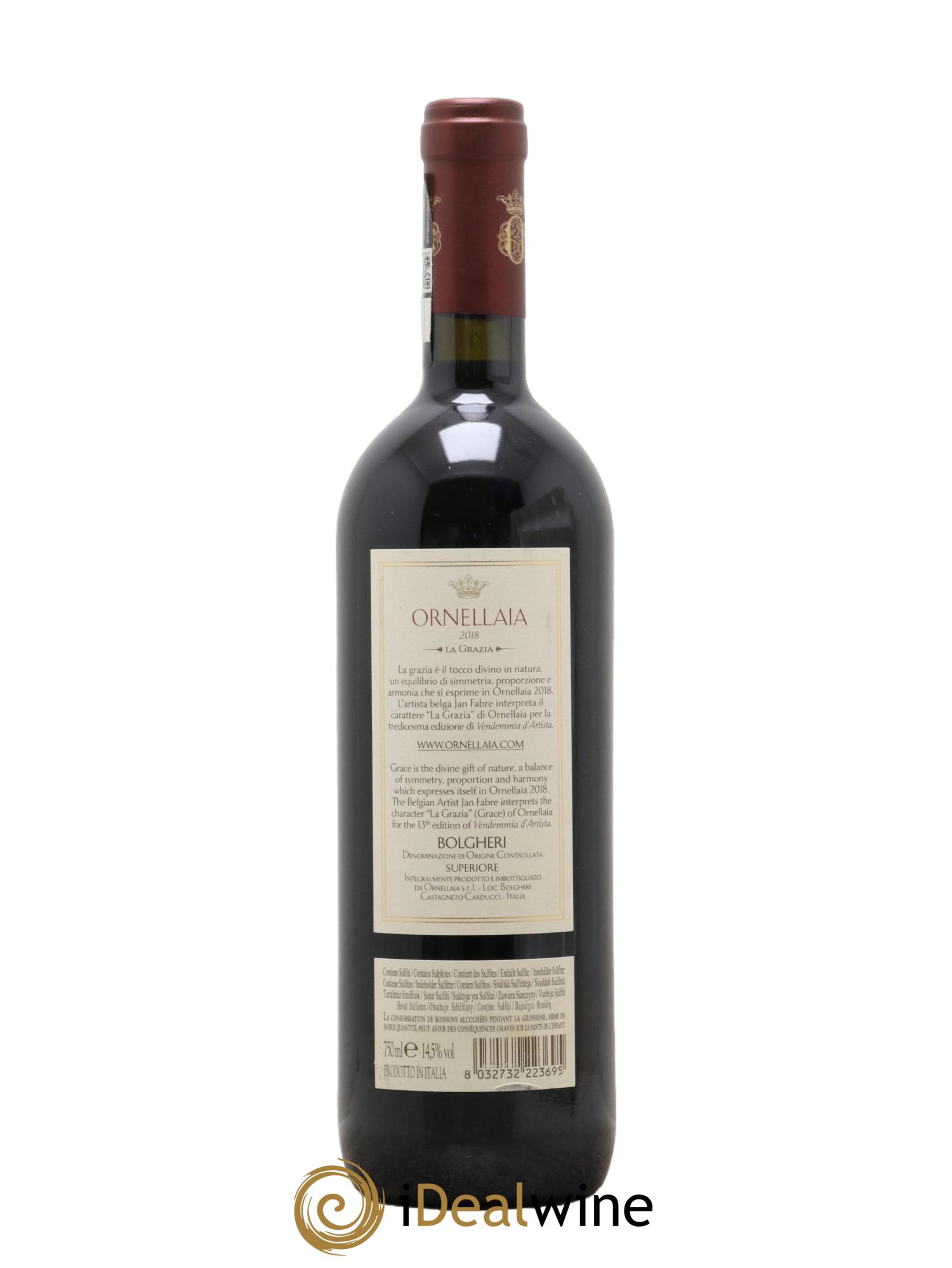 Italie Bolgheri DOC La Grazia Tenuta Dell'Ornellaia 2018 - Lot de 1 bouteille - 1