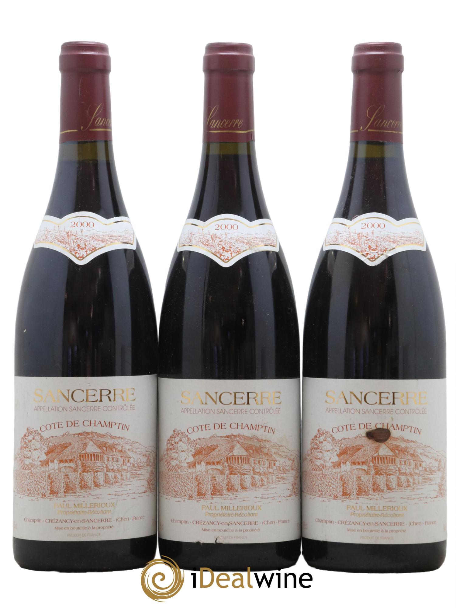 Sancerre Cote de Champtin Paul Millerioux 2000 - Lot de 3 bouteilles - 0