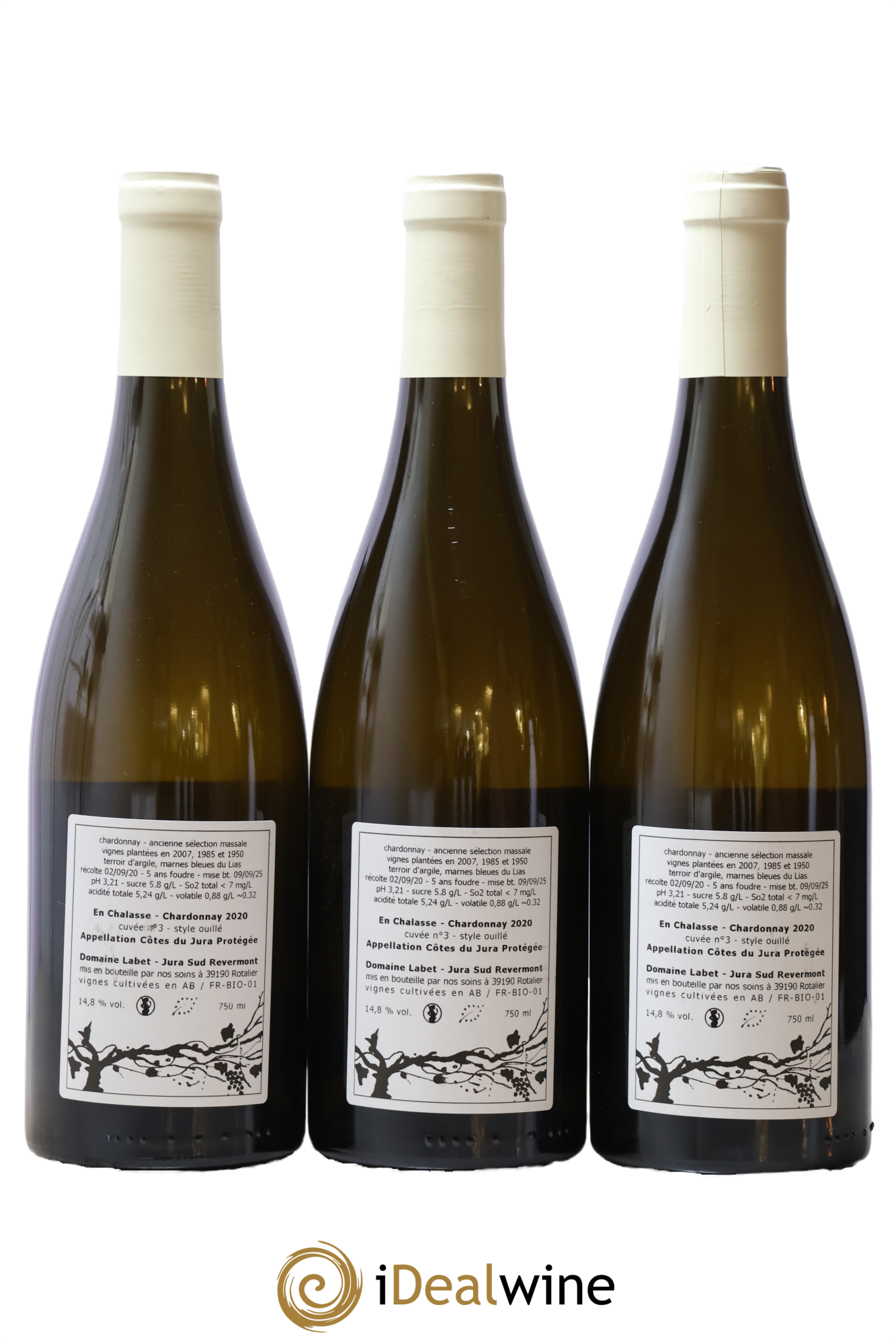 Côtes du Jura Chardonnay En Chalasse Romain - Julien - Charline Labet 2020 - Posten von 3 Flaschen - 1
