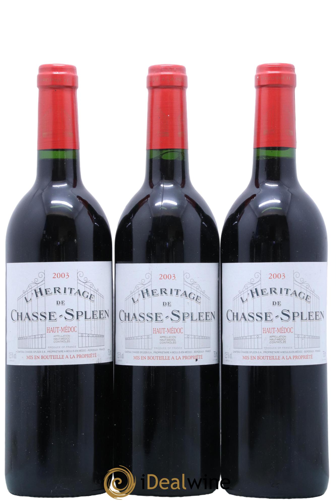 Héritage (Ermitage) de Chasse Spleen 2003 - Lot de 3 bouteilles - 0