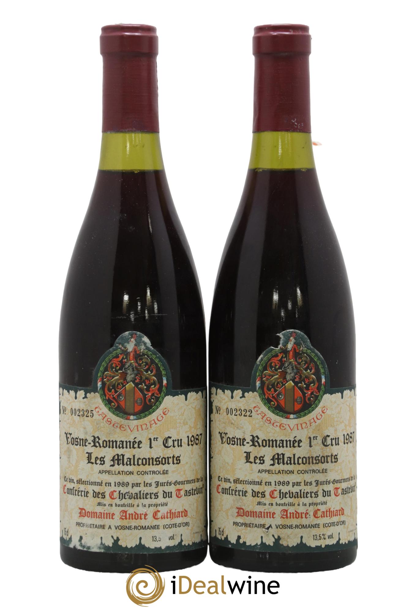 Vosne-Romanée Les Malconsorts André Cathiard Tastevinage 1987 - Lot de 2 bouteilles - 0