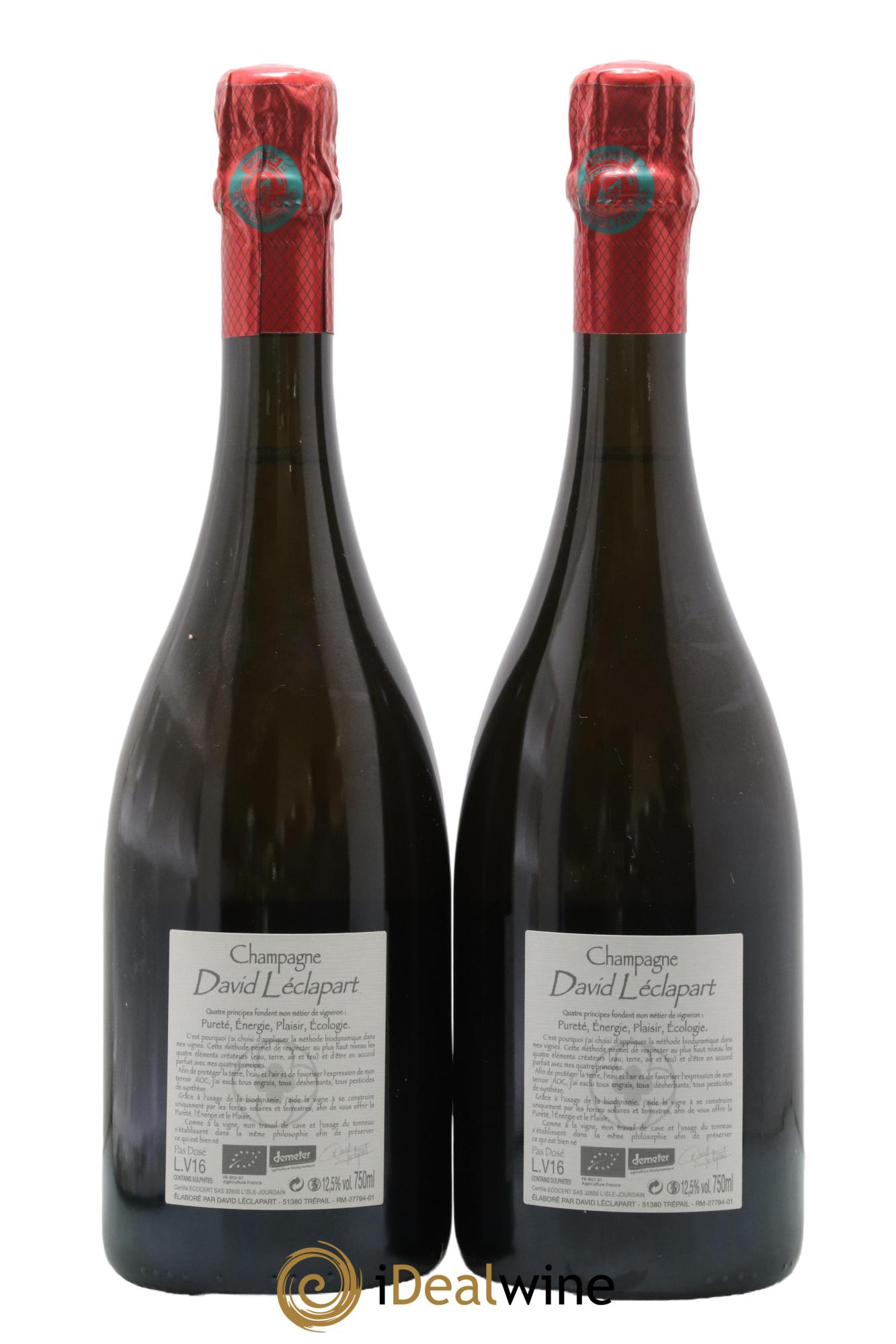 L'Aphrodisiaque 1er Cru Pas Dosé David Léclapart 2016 - Lot of 2 bottles - 1