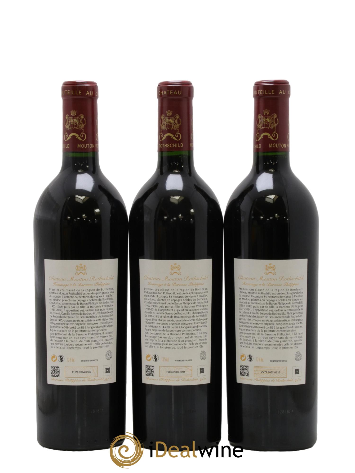 Château Mouton Rothschild 1er Grand Cru Classé 2014 - Lot of 3 bottles - 1