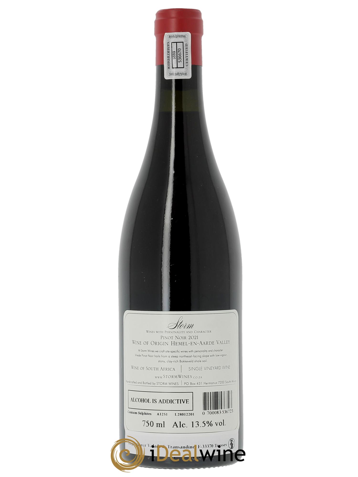 Hemel en Haarde Storm Wines Vrede Pinot Noir 2021 - Lot de 1 bouteille - 1