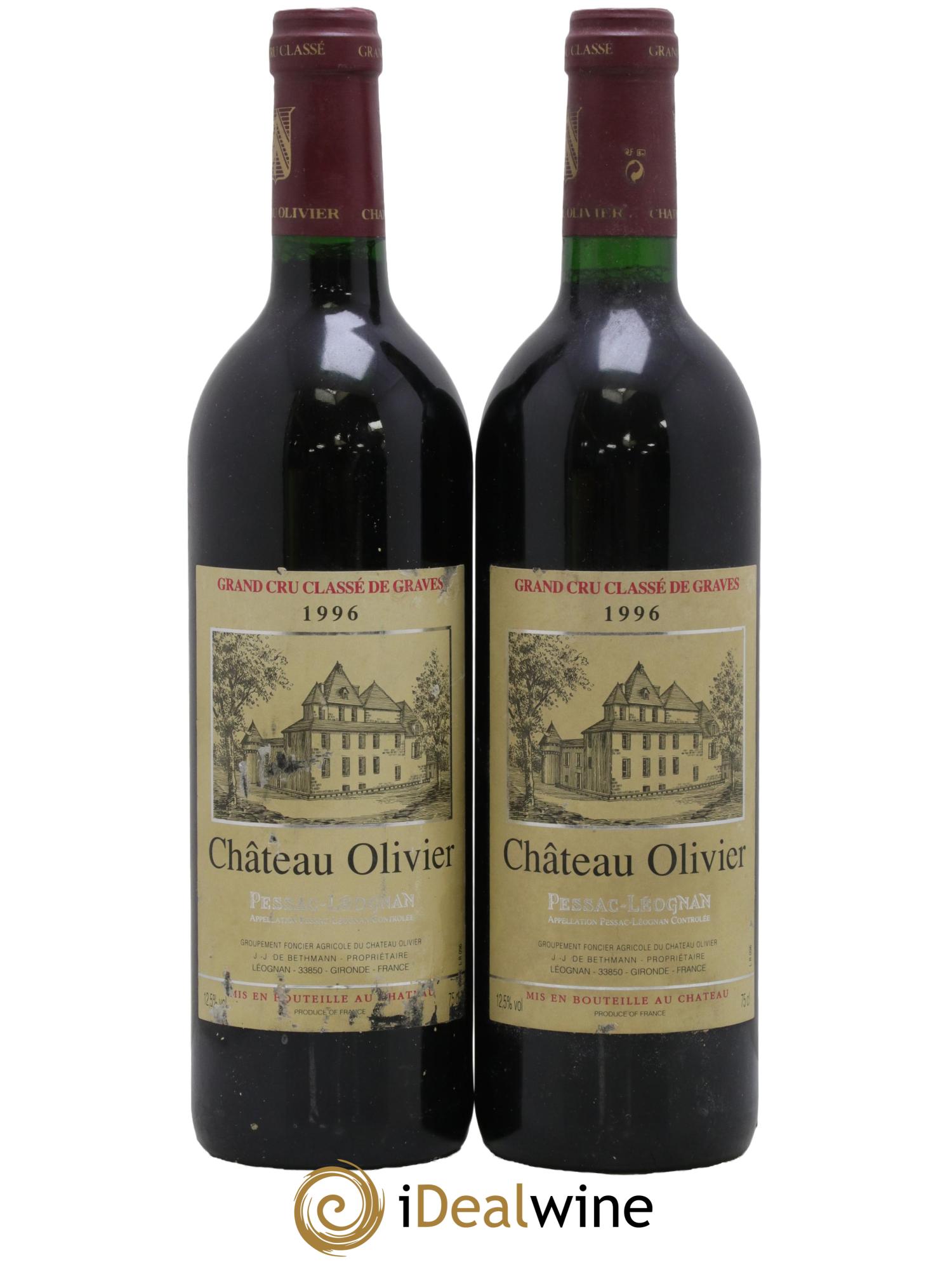 Château Olivier Cru Classé de Graves 1996 - Lot de 2 bouteilles - 0