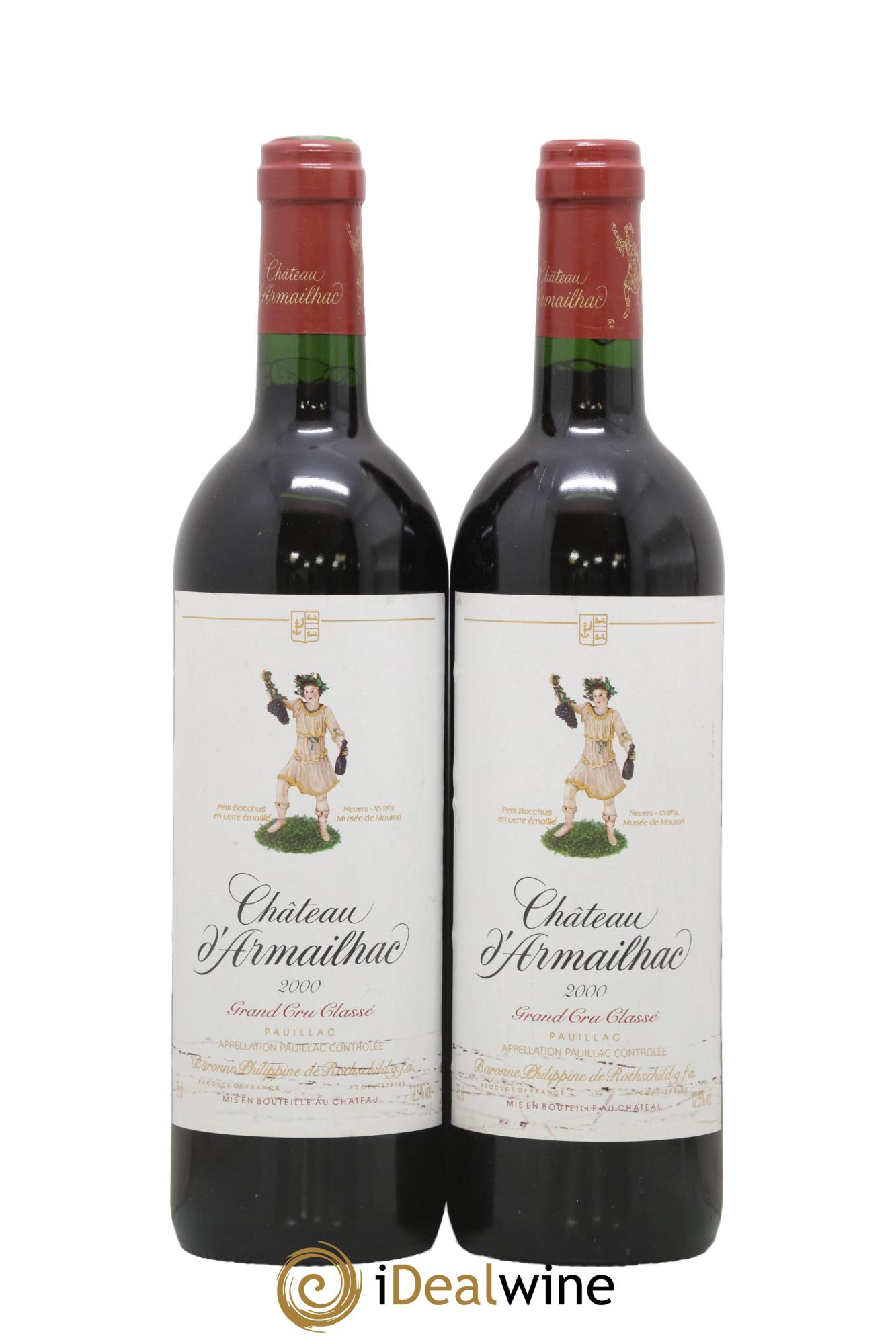 Château d' Armailhac - Mouton Baron(ne) Philippe 5ème Grand Cru Classé 2000 - Lot de 2 bouteilles - 0