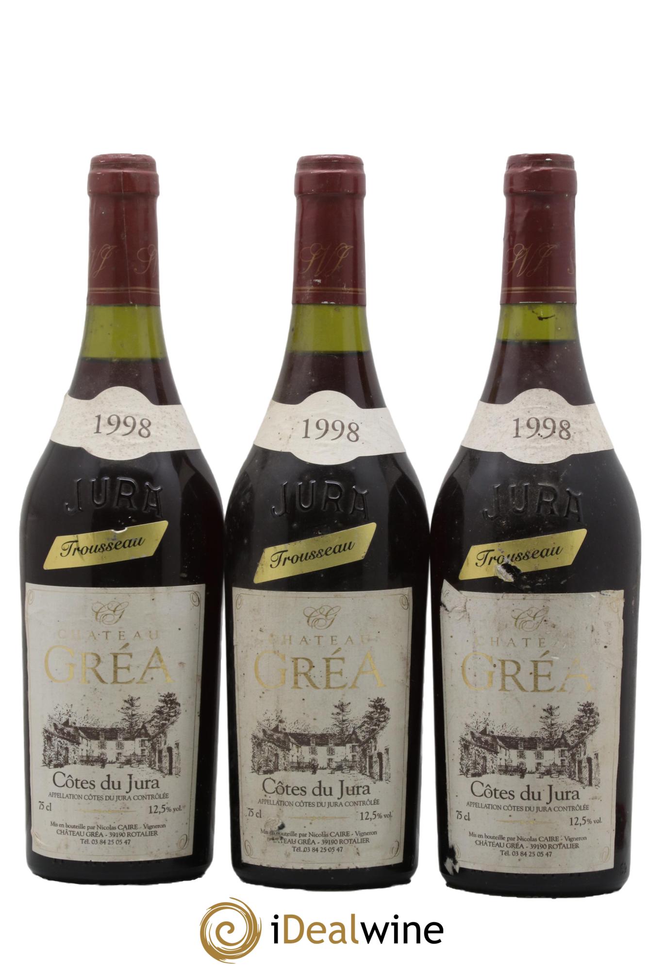 Côtes du Jura Trousseau Château Grea 1998 - Lot de 3 bouteilles - 0