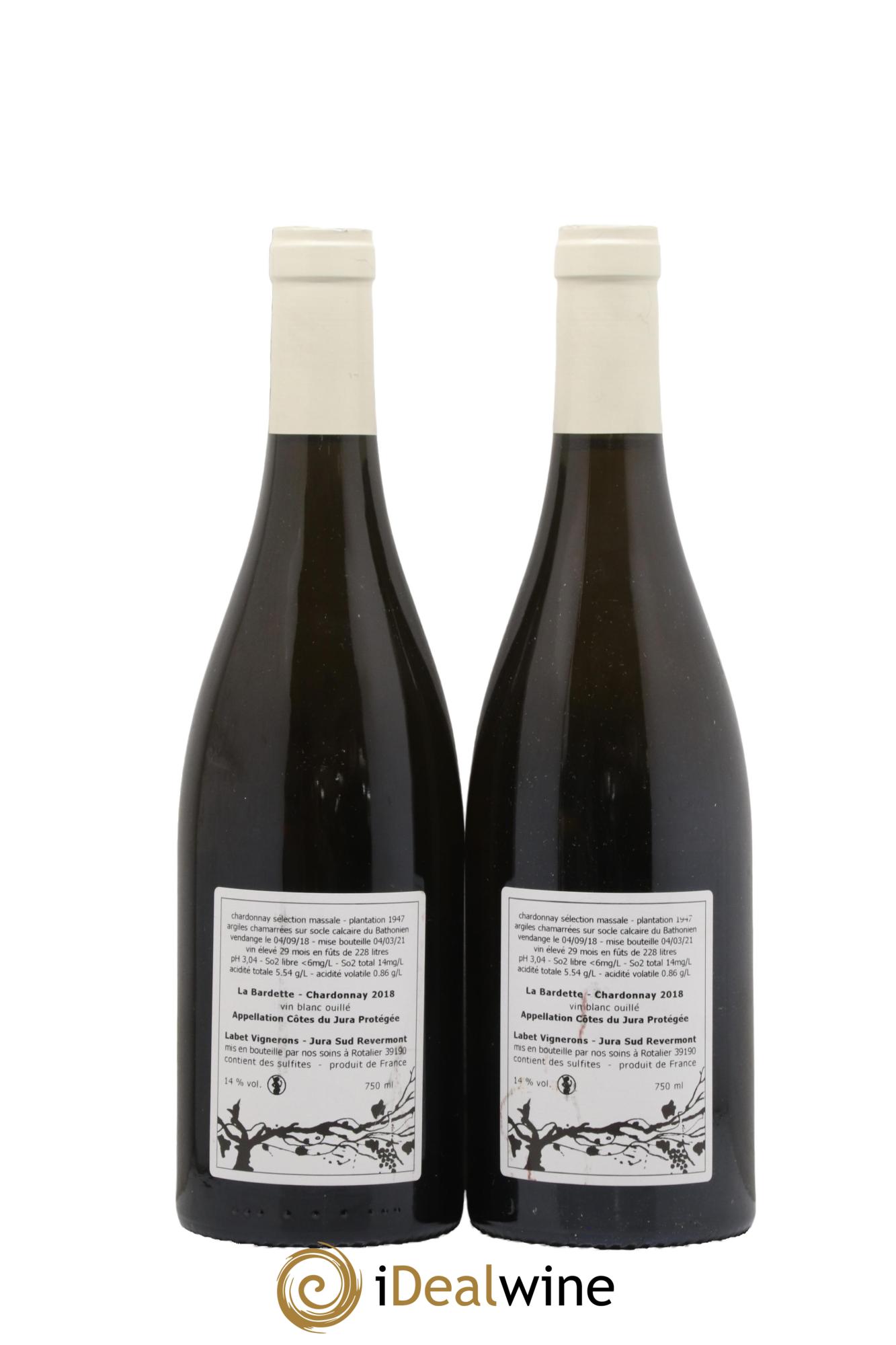 Côtes du Jura Chardonnay La Bardette Romain - Julien  - Charline Labet  2018 - Lot de 2 bouteilles - 1