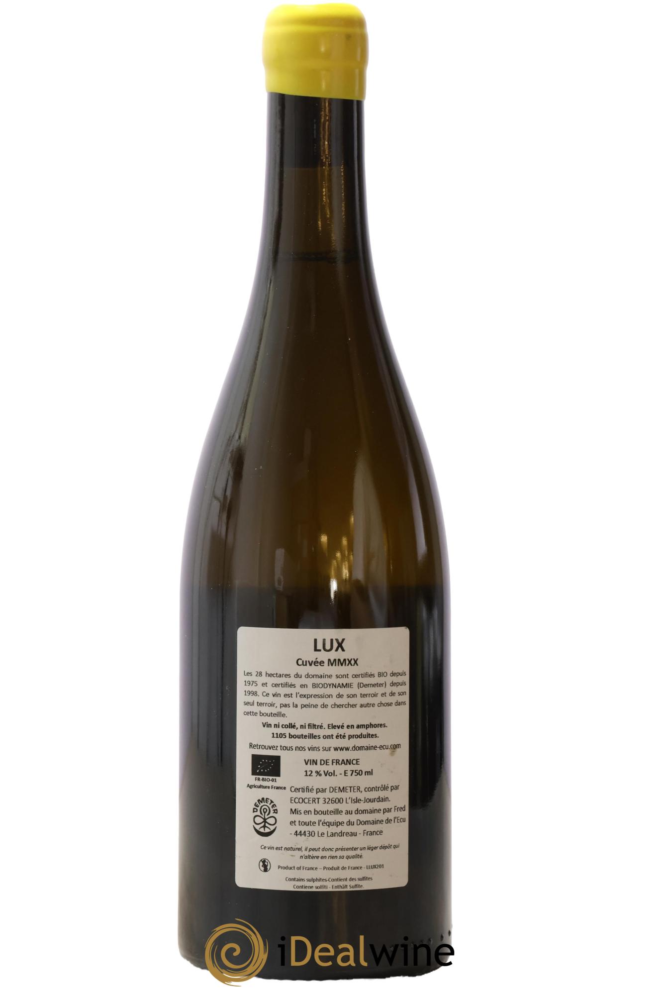 Vin de France Lux Domaine de L'Ecu 2020 - Lotto di 1 bottiglia - 1